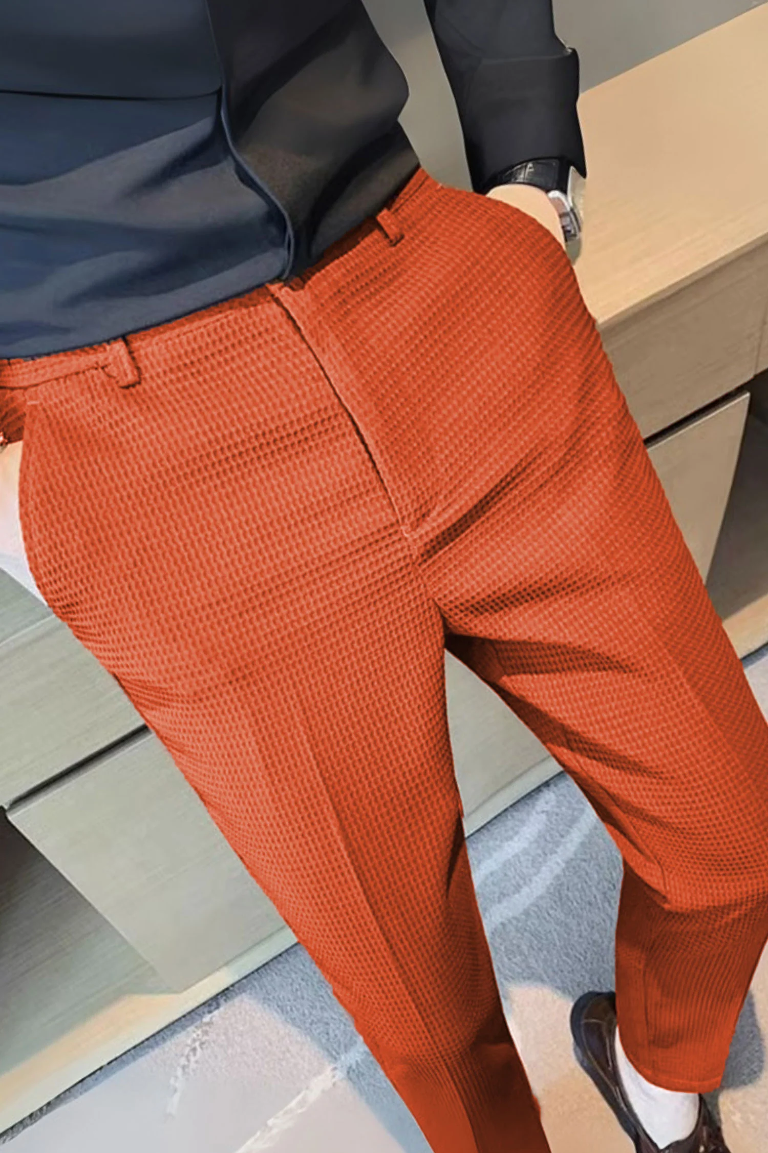 Turbo 'Apex' Elite Series Slimfit Waffle Pant In Rust - Image 3