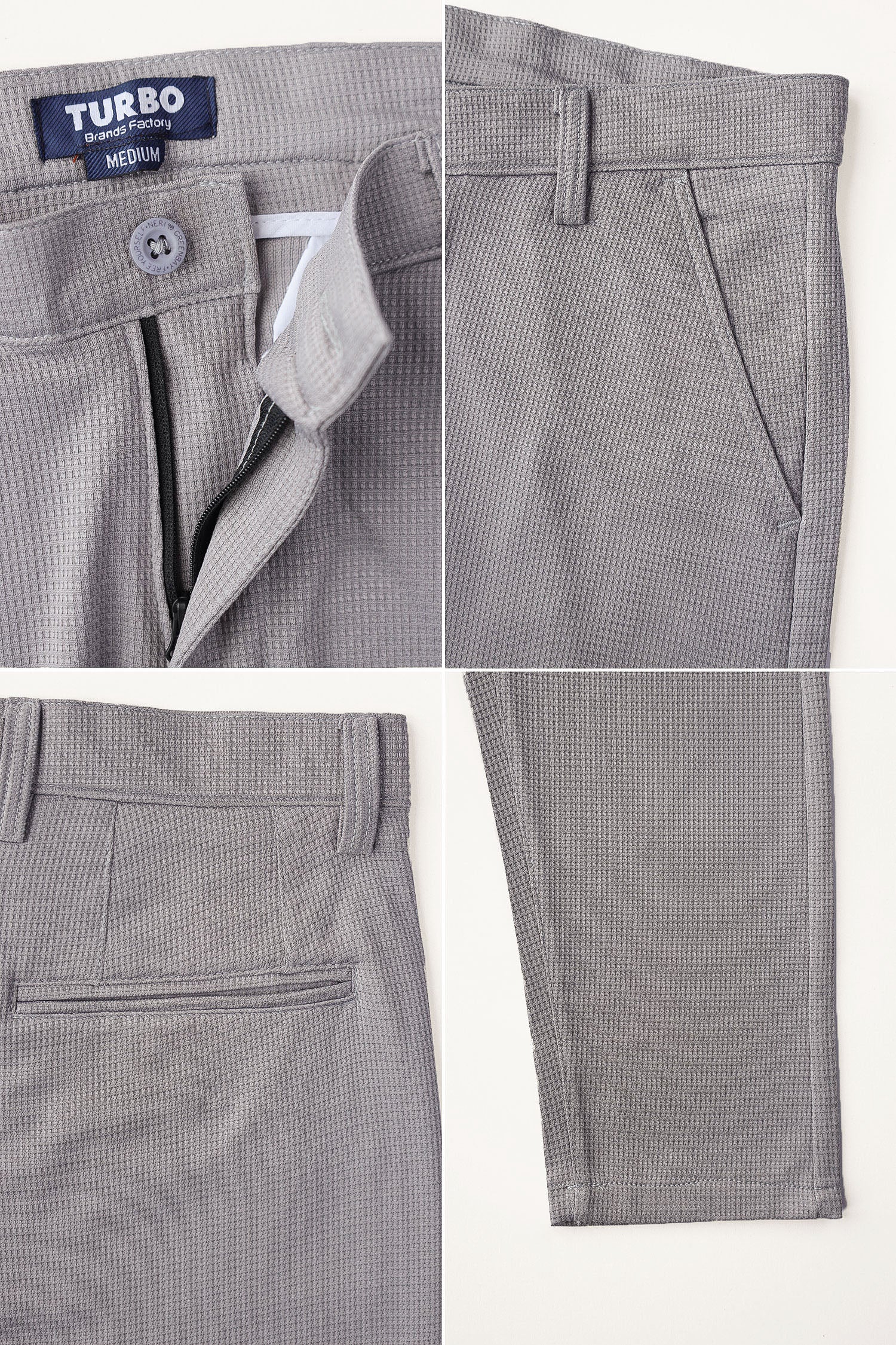 Turbo 'Apex' Elite Series Slimfit Waffle Pant In Silver Grey - Image 3