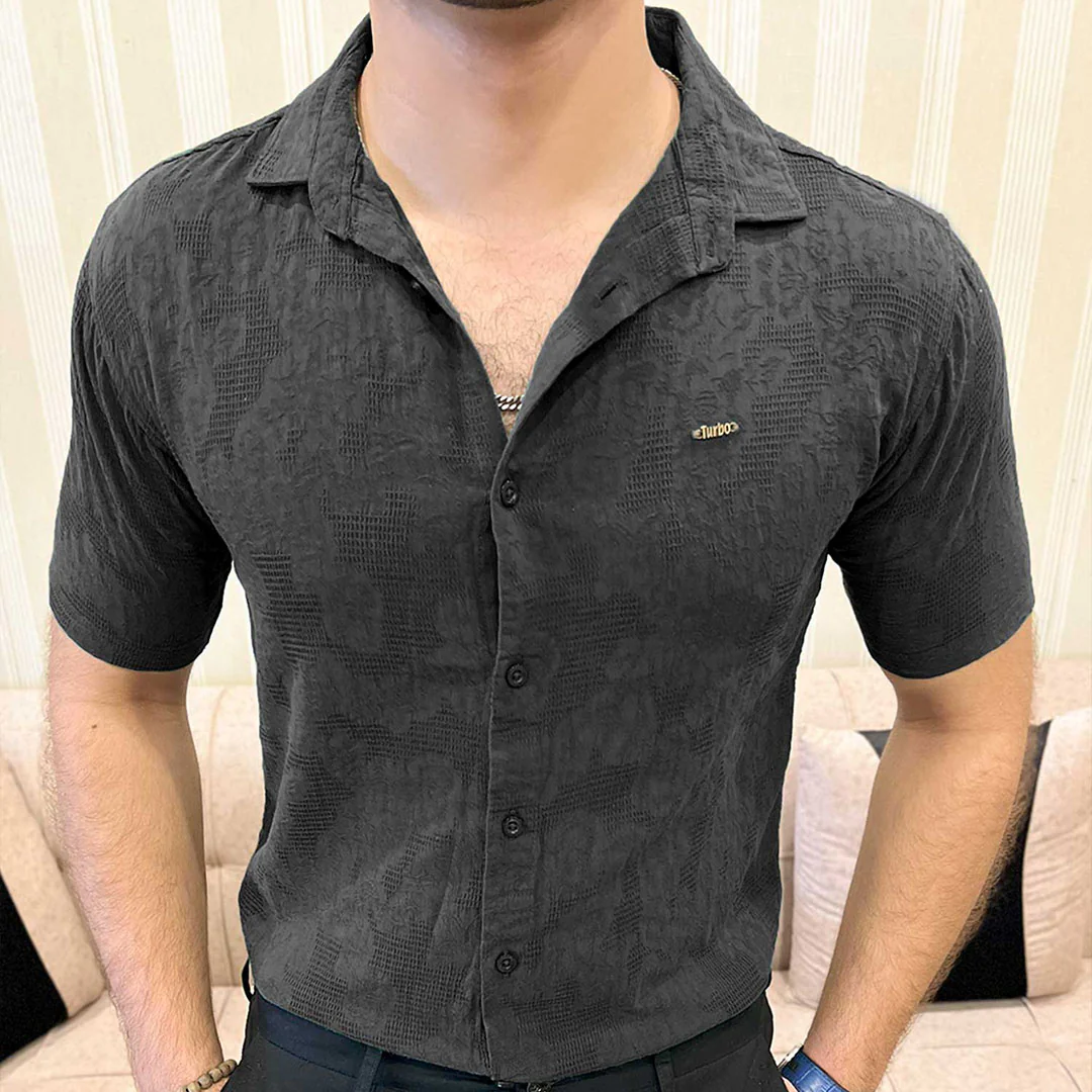 Turbo Artistic Touch Comfort Casual Shirt In Black - Image 3