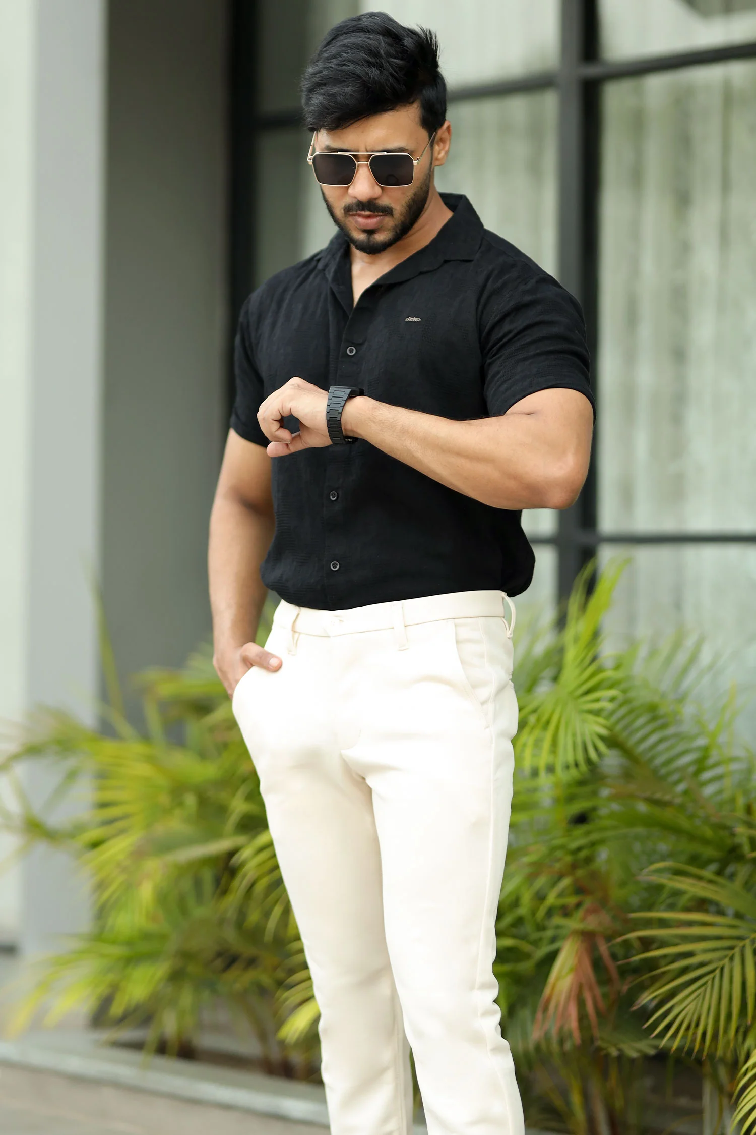 Turbo Artistic Touch Comfort Casual Shirt In Black