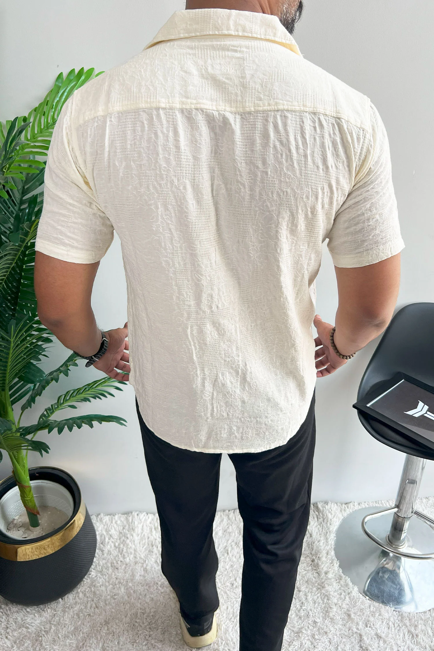 Turbo Artistic Touch Comfort Casual Shirt In Cream - Image 4