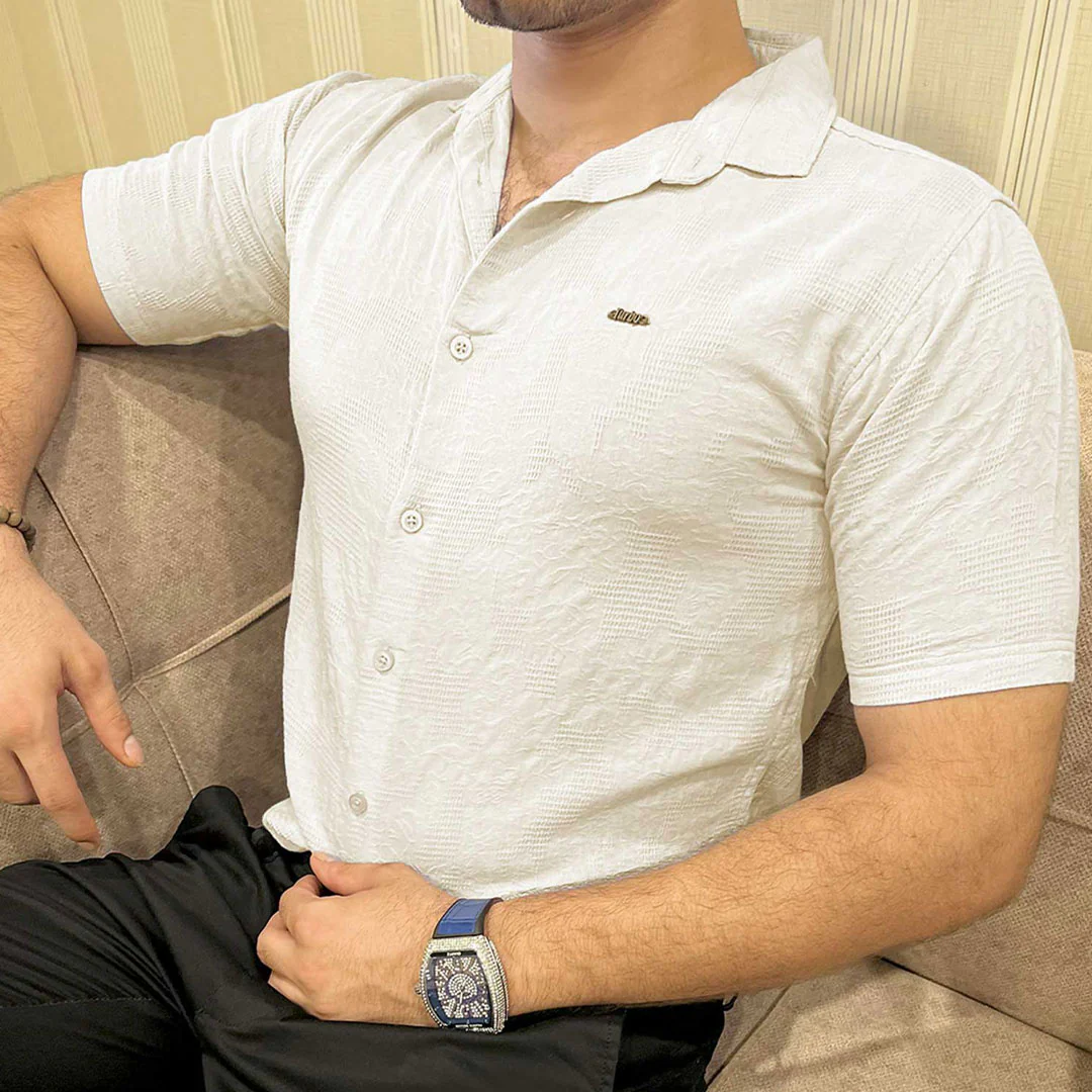 Turbo Artistic Touch Comfort Casual Shirt In Cream - Image 3