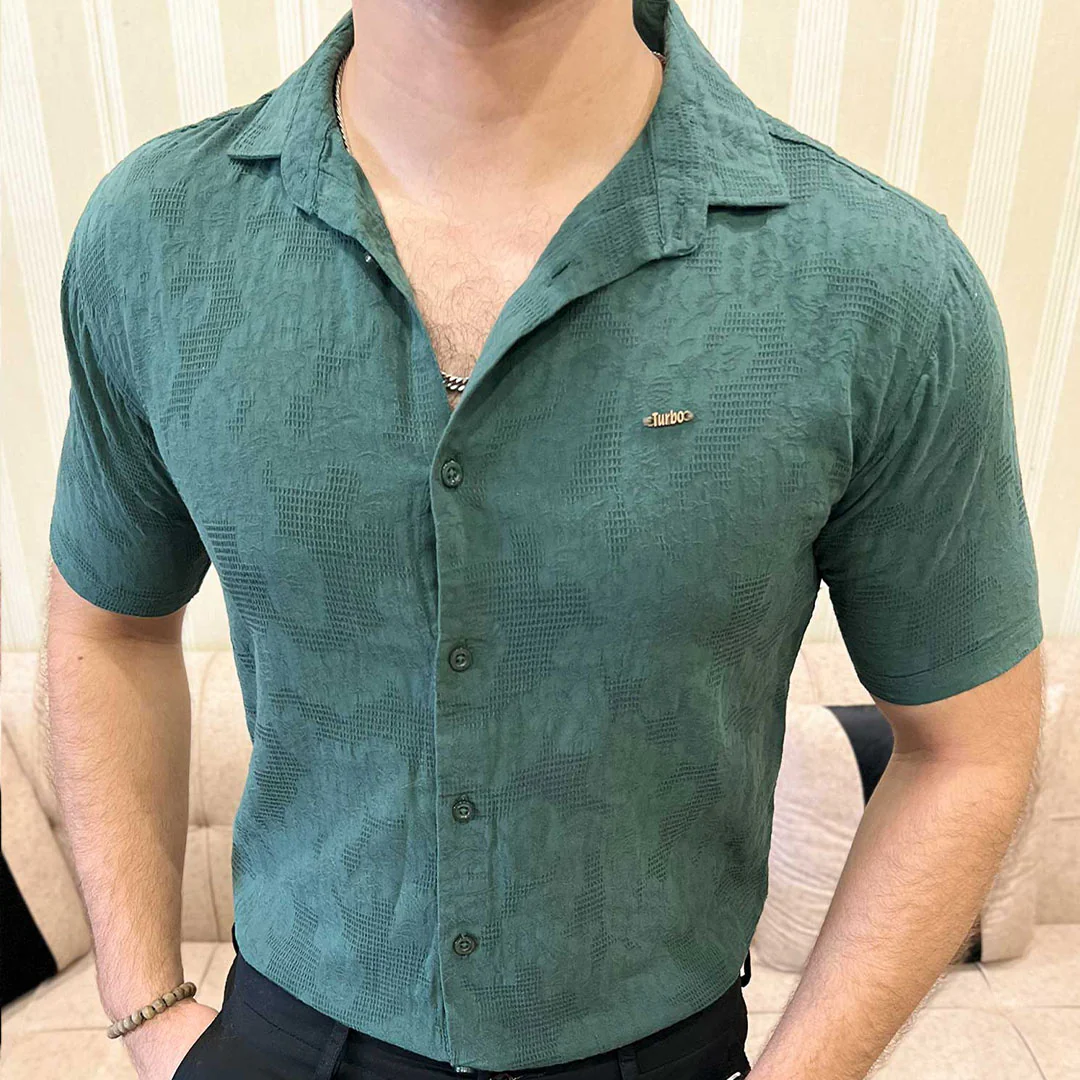 Turbo Artistic Touch Comfort Casual Shirt In Green - Image 3