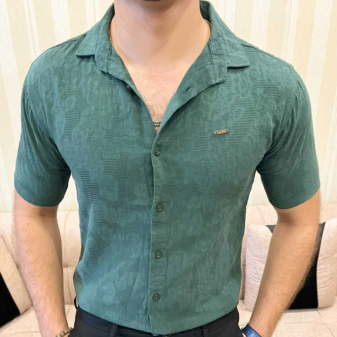 Turbo Artistic Touch Comfort Casual Shirt In Green - Image 4