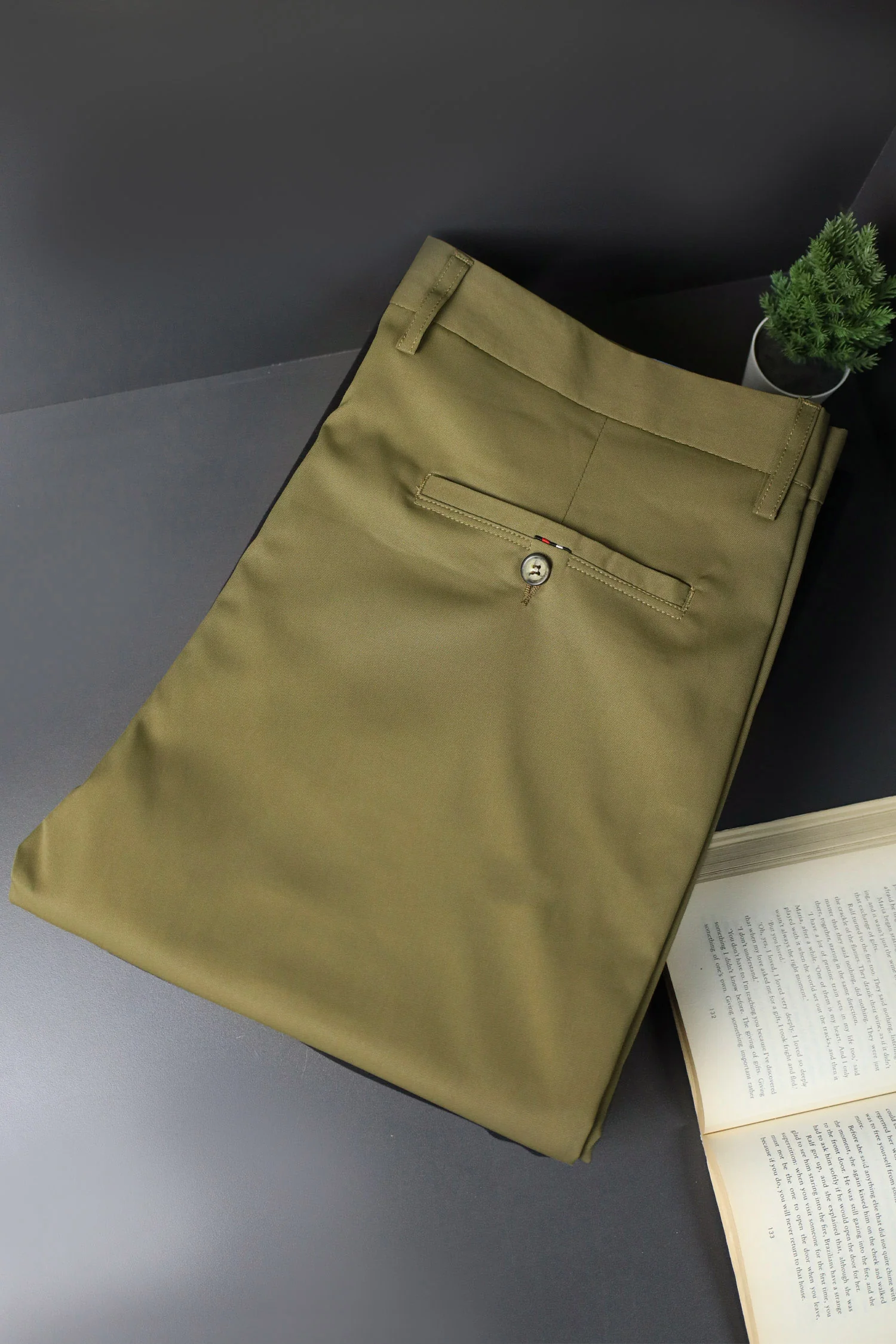 Turbo Axis Intelli-Drape Refined Fit Twil Cotton Pent In Sage Green - Image 4
