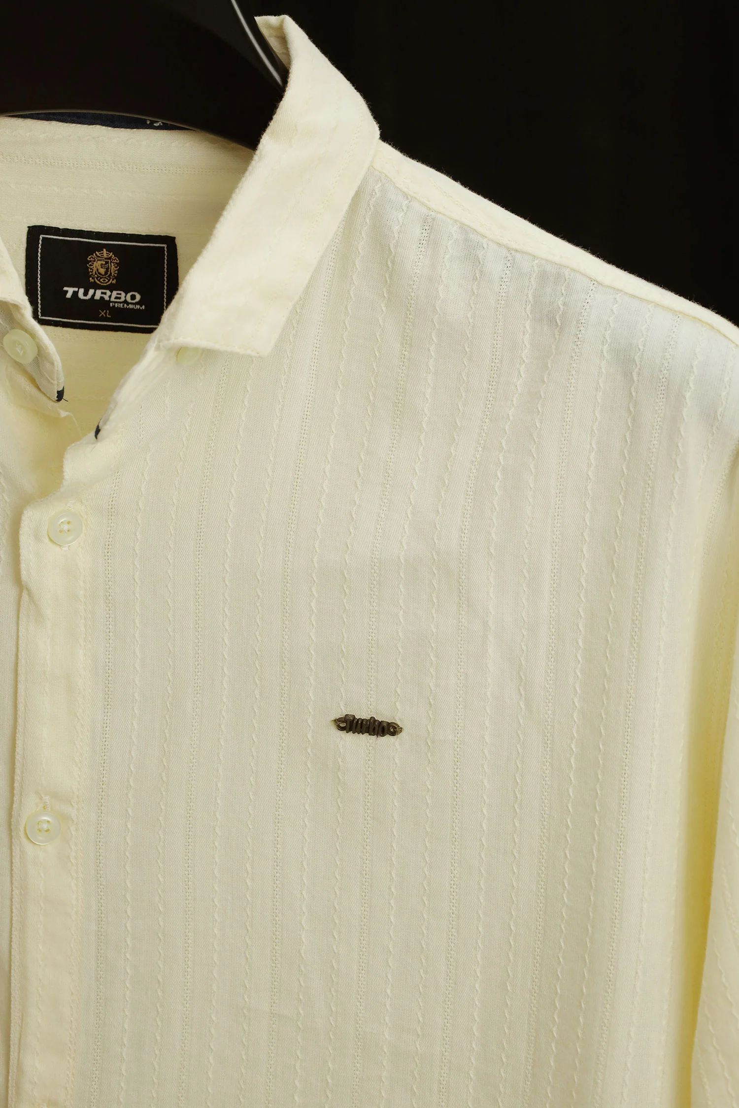 Turbo Billy Textured Knit Long Sleeve Cotton Casual Shirt In Creem - Image 2