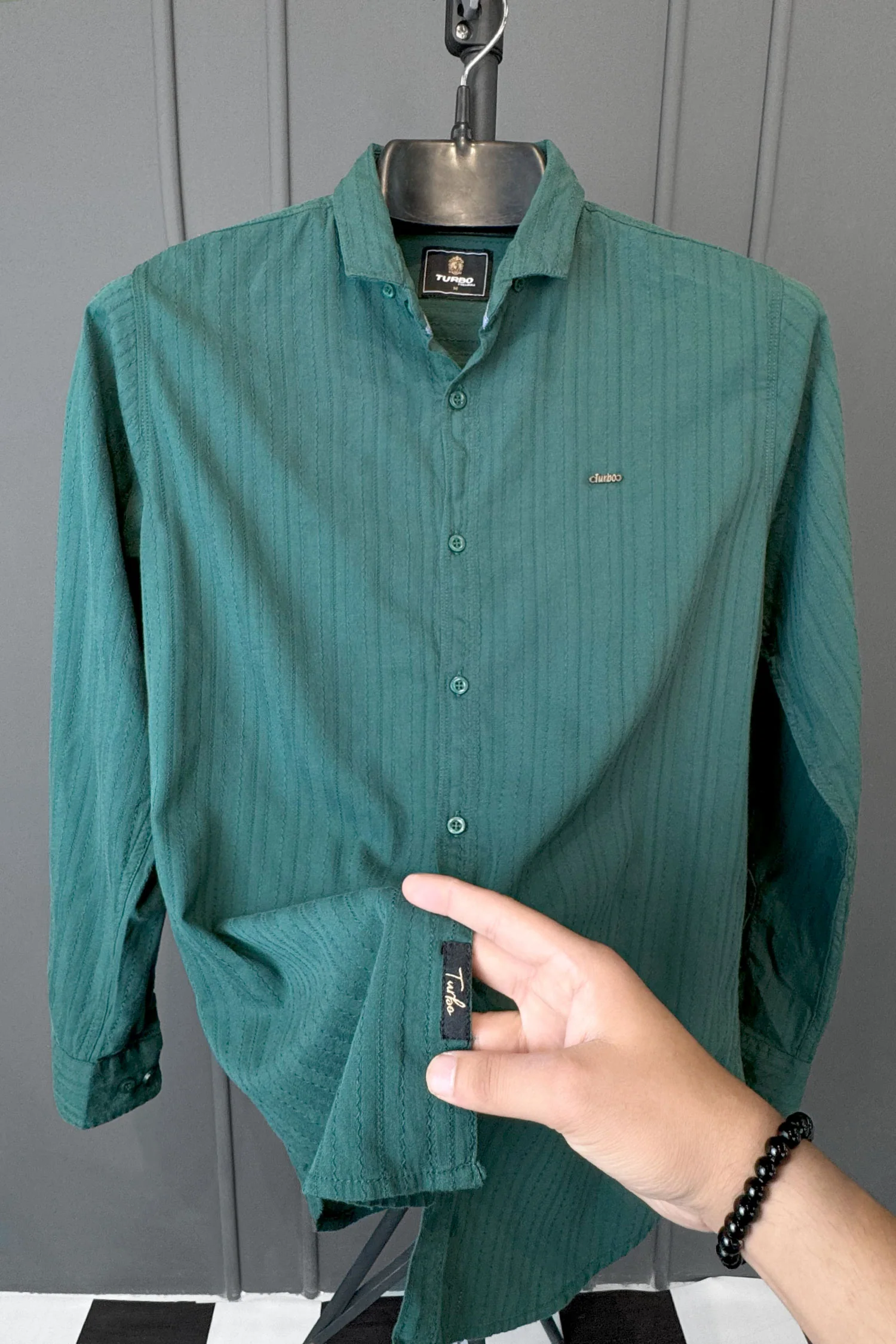Turbo Billy Textured Knit Long Sleeve Cotton Casual Shirt - Image 10