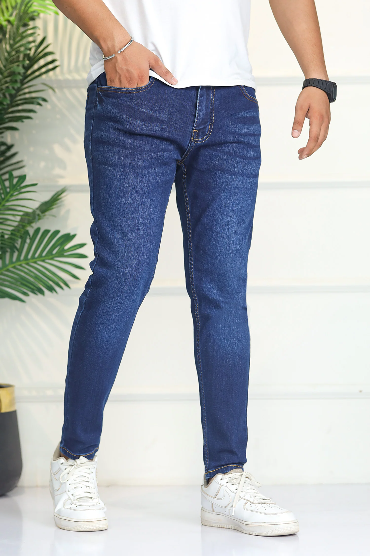 Turbo 'City Crop' Modern Slim Ankle Fit Jeans In Navy Blue - Image 3