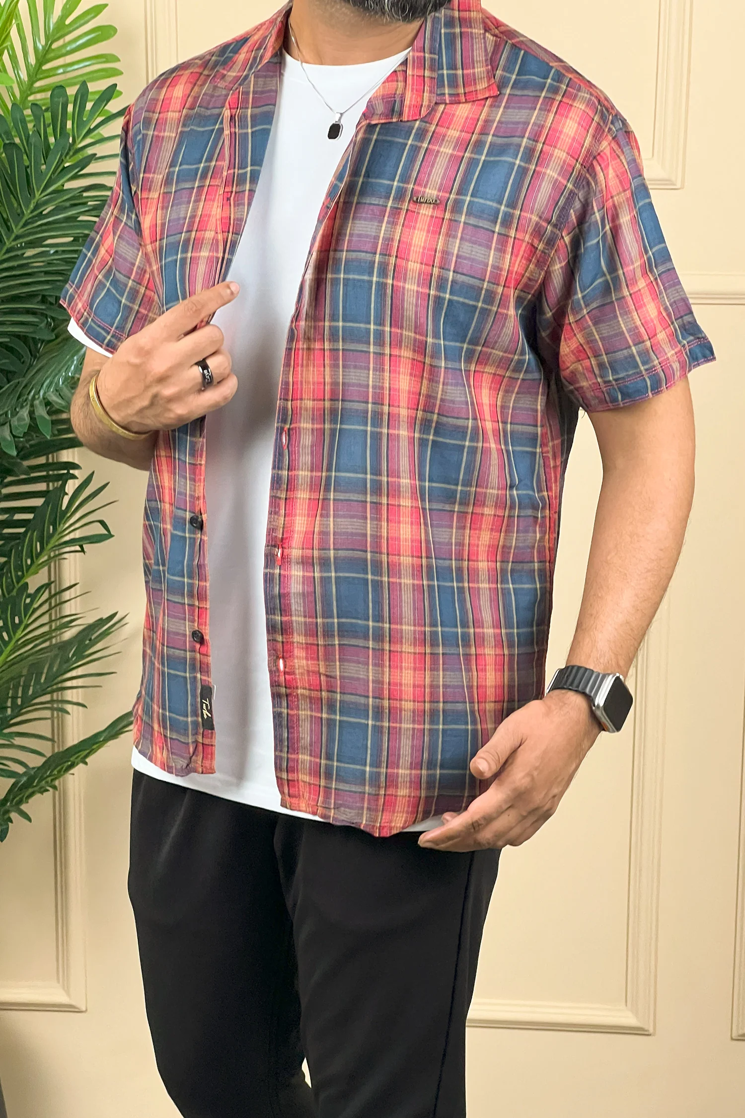Turbo Classic Pattern Comfort Casual Shirt In Dark Blue - Image 4
