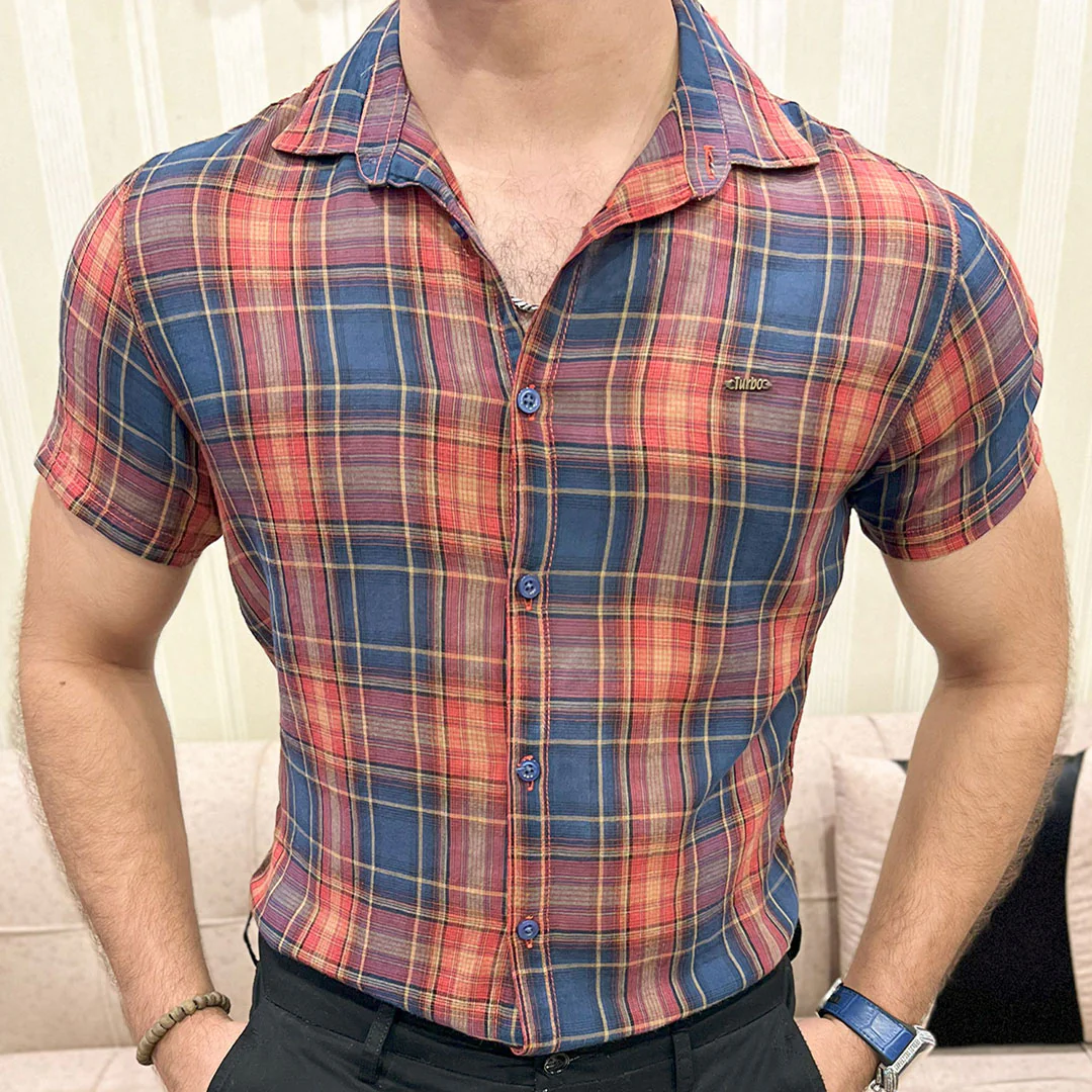 Turbo Classic Pattern Comfort Casual Shirt In Dark Blue - Image 4