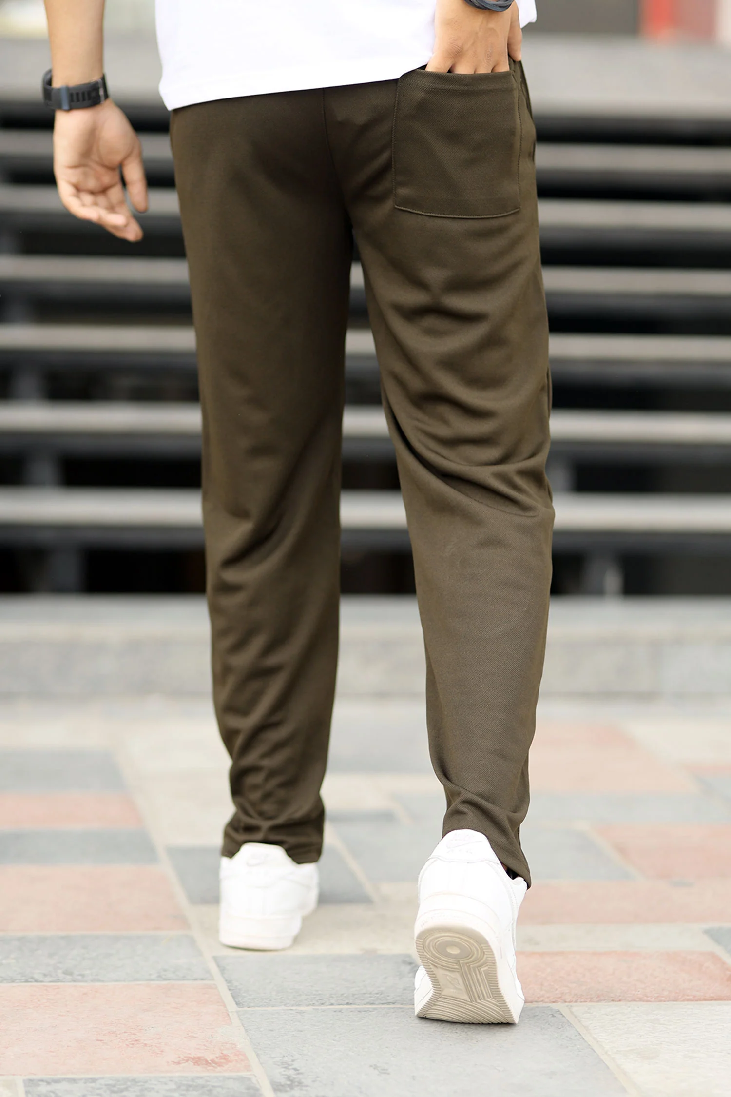 Turbo Comfort Front Plate Regular Straight-Fit Trouser In Olive Green - Image 4