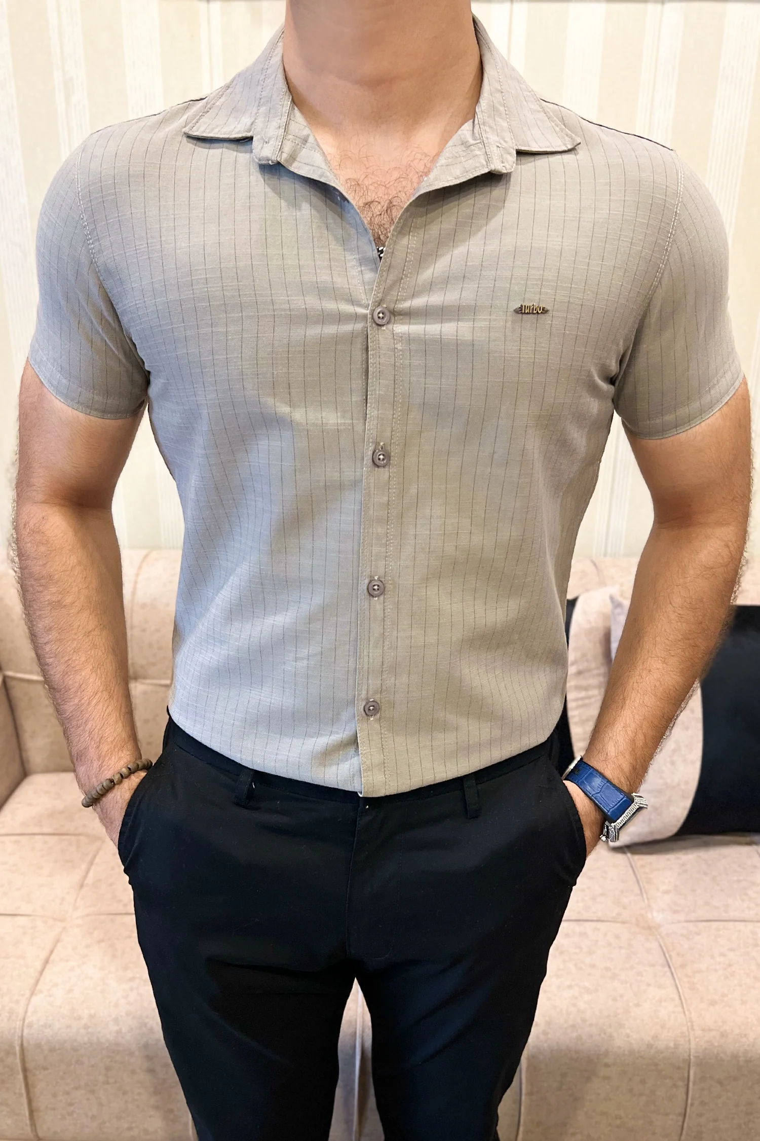 Turbo Creamline Striped Comfort Casual Shirt - Image 10
