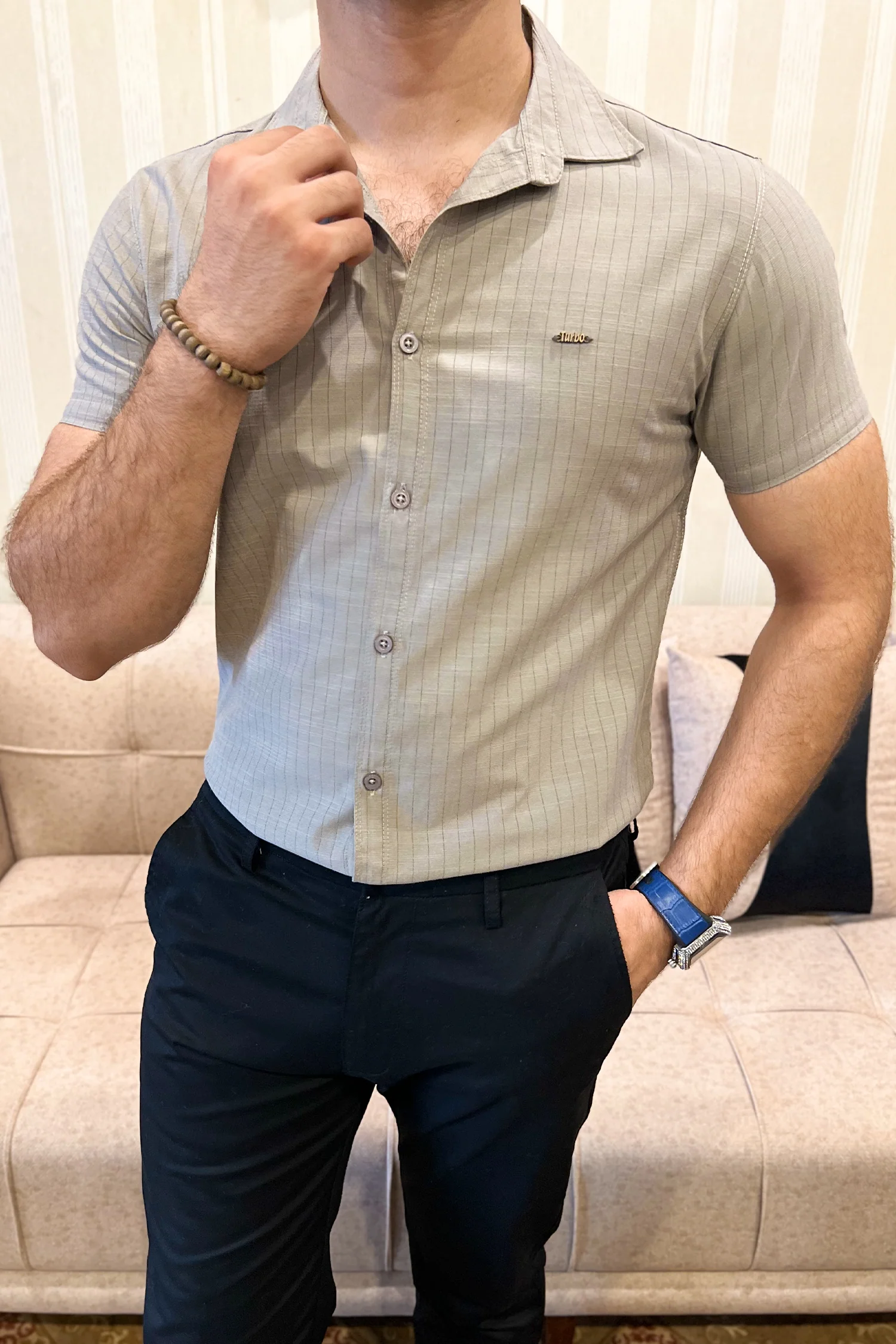 Turbo Creamline Striped Comfort Casual Shirt - Image 12