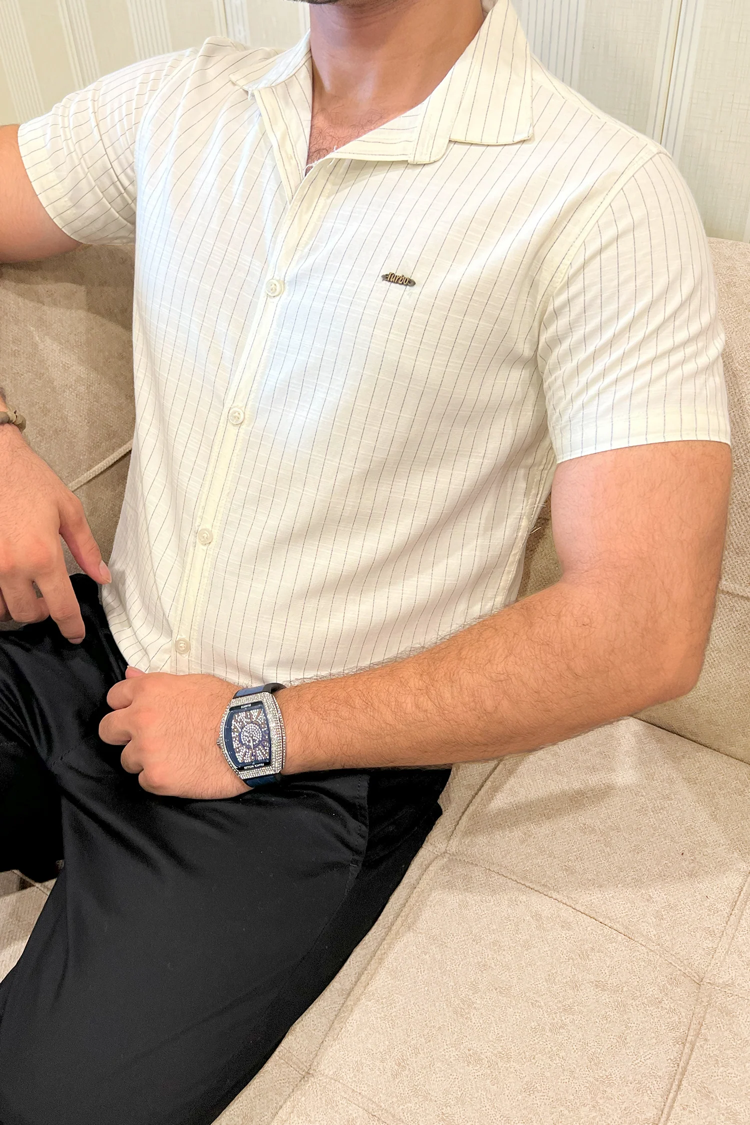 Turbo Creamline Striped Comfort Casual Shirt - Image 18