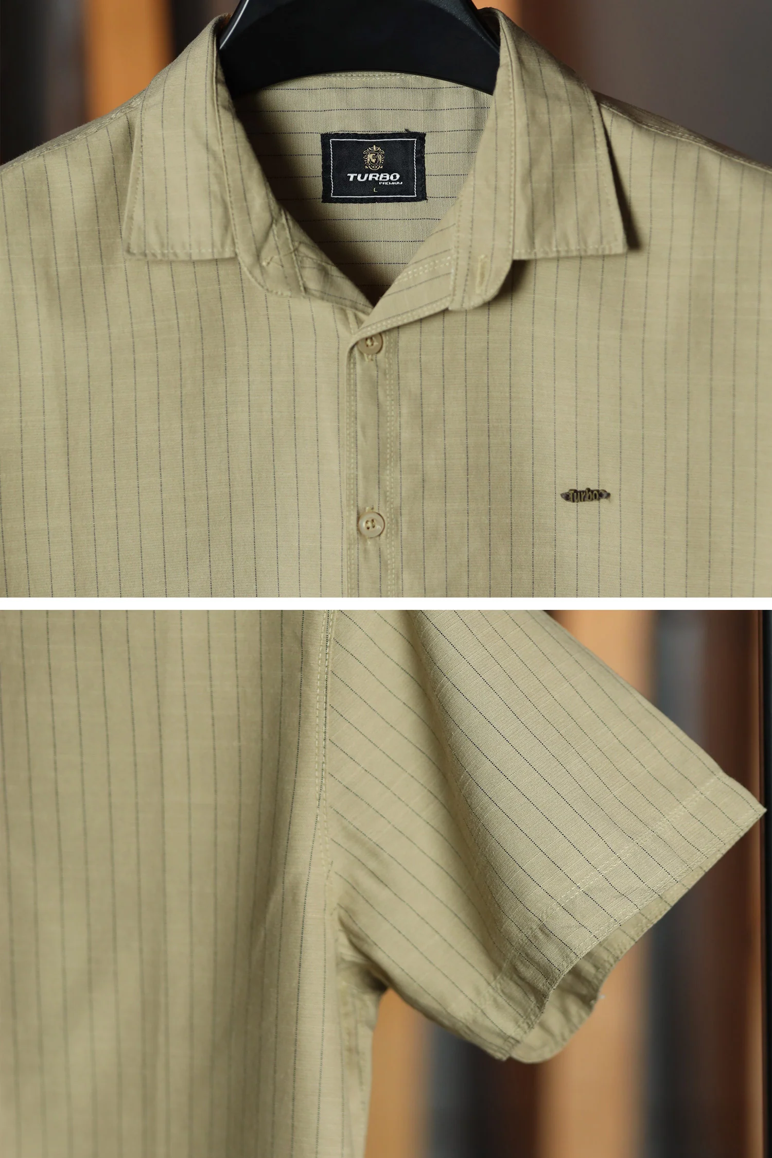 Turbo Creamline Striped Comfort Casual Shirt In Light Skin - Image 3