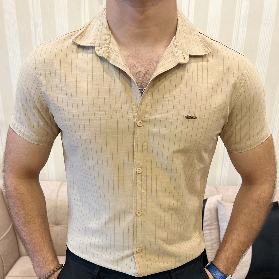 Turbo Creamline Striped Comfort Casual Shirt In Light Skin - Image 4