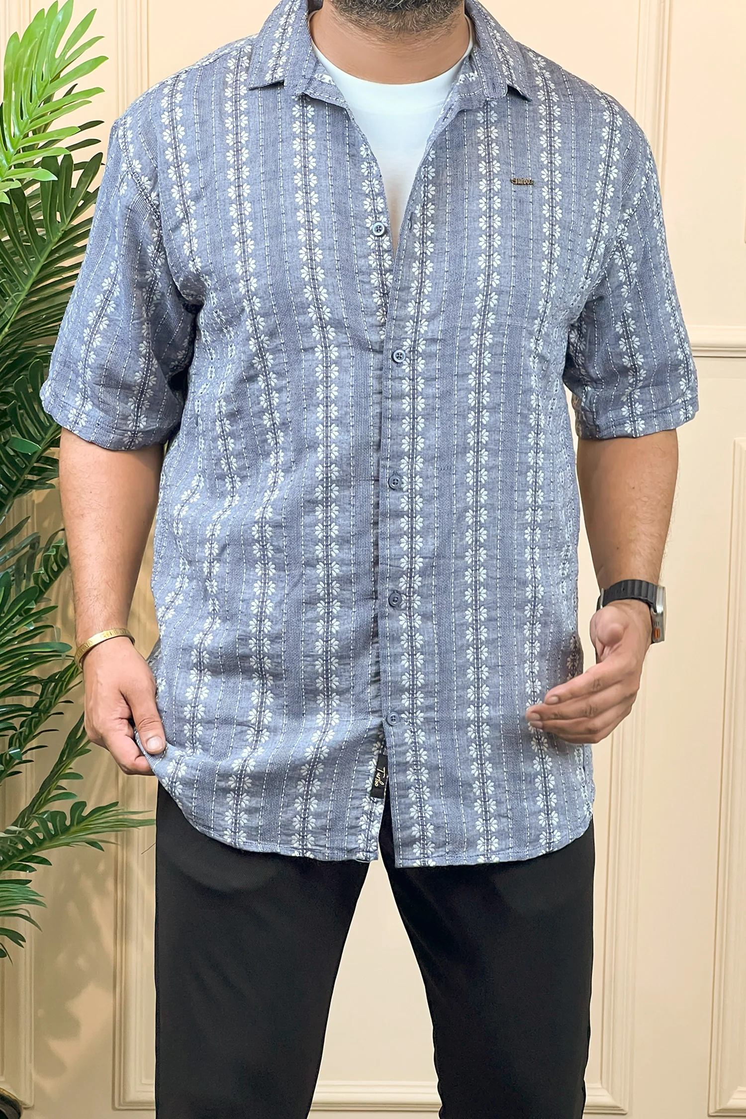 Turbo Cubin Textured Striped Casual Shirt - Image 3