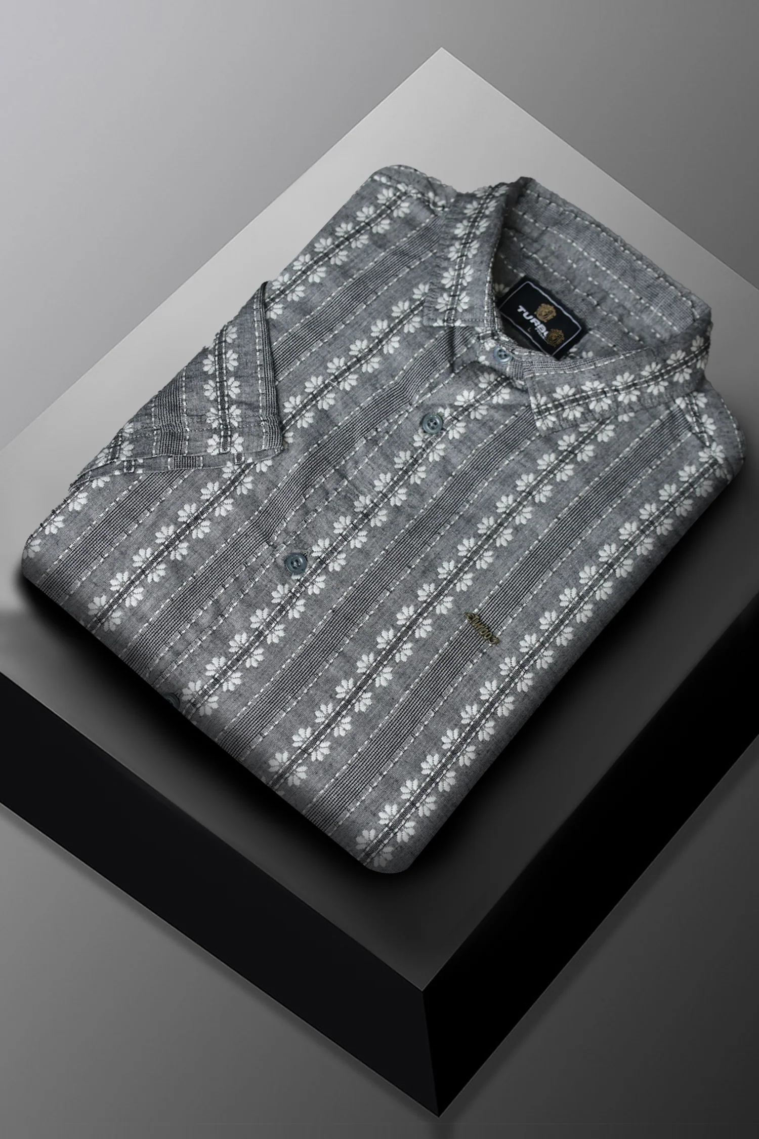 Turbo Cubin Textured Striped Casual Shirt - Image 2