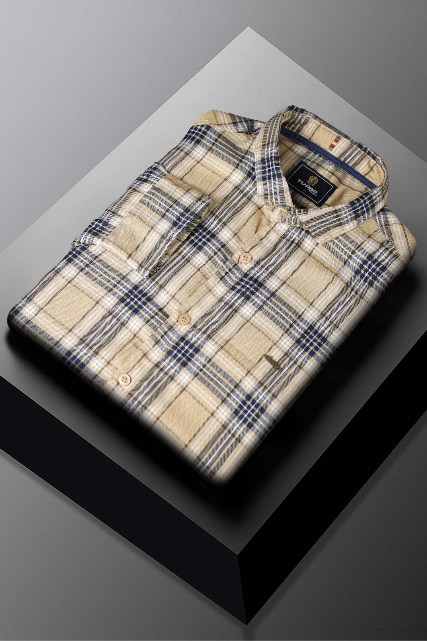 Turbo Cubix Checks Long Sleeve Cotton Casual Shirt - Image 4