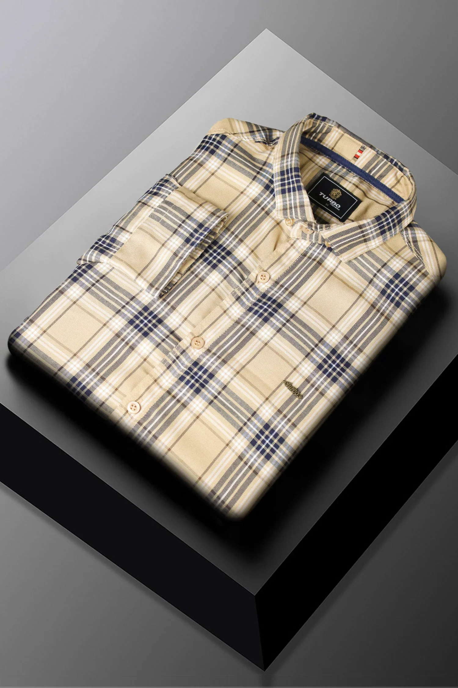 Turbo Cubix Checks Long Sleeve Cotton Casual Shirt - Image 7