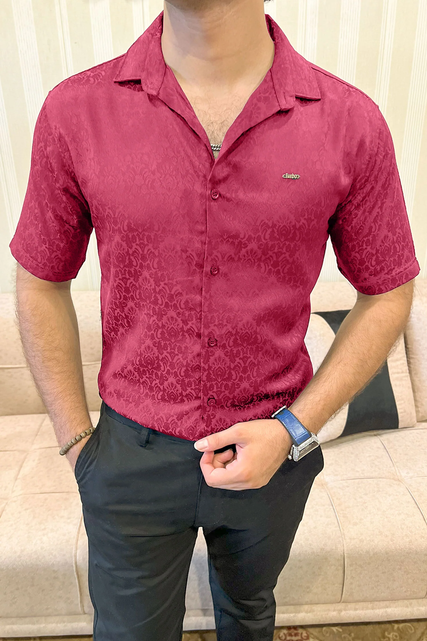 Turbo Designer Motif Floral Casual Shirt - Image 4