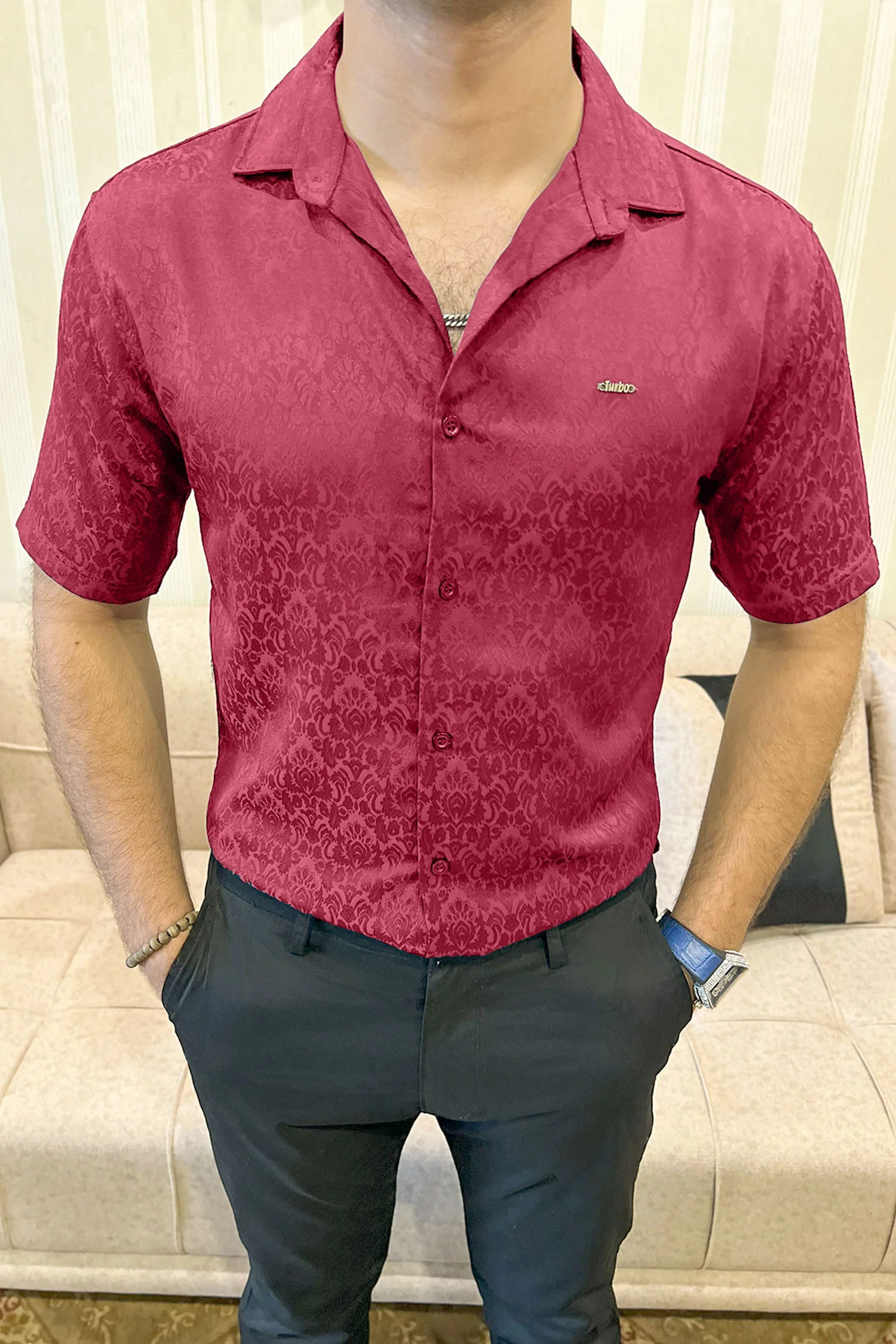 Turbo Designer Motif Floral Casual Shirt - Image 3