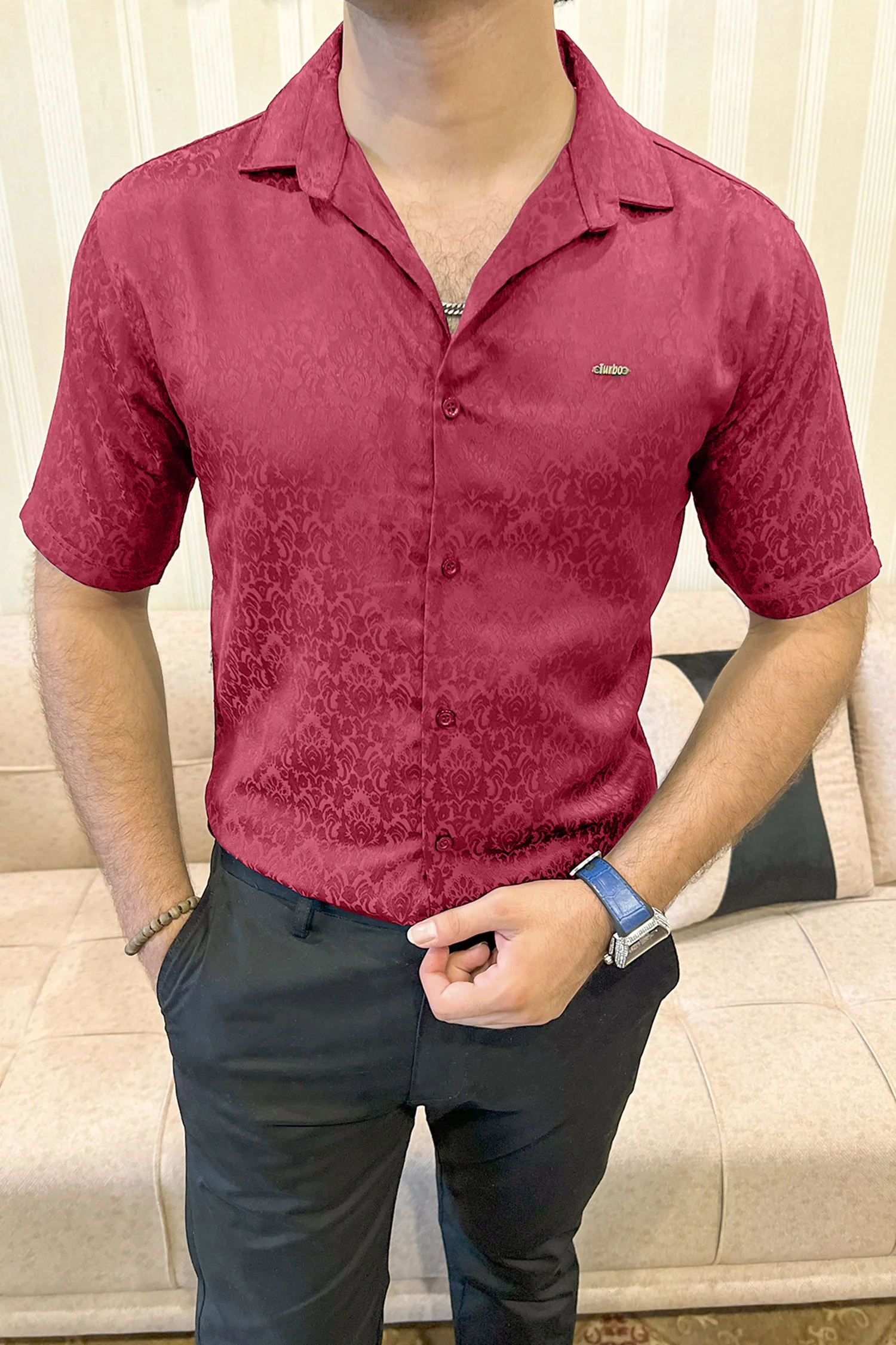 Turbo Designer Motif Floral Casual Shirt - Image 5