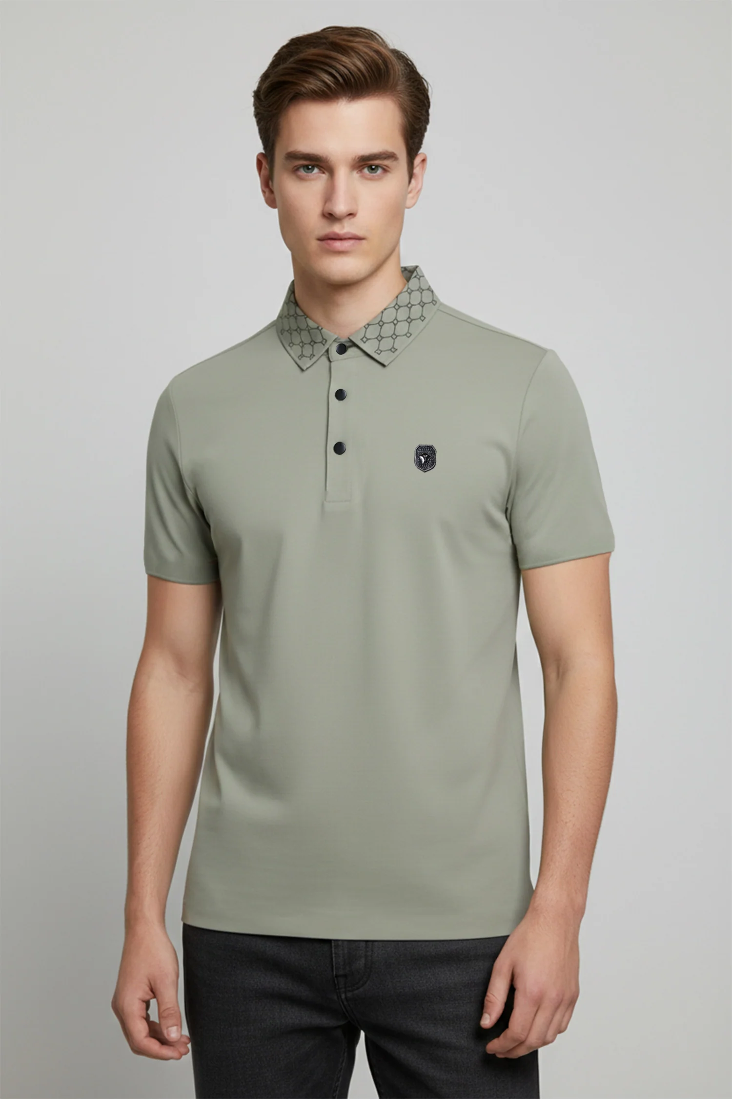 Turbo Diamond Motif Collar Stitchless Men's Polo Shirt - Image 4