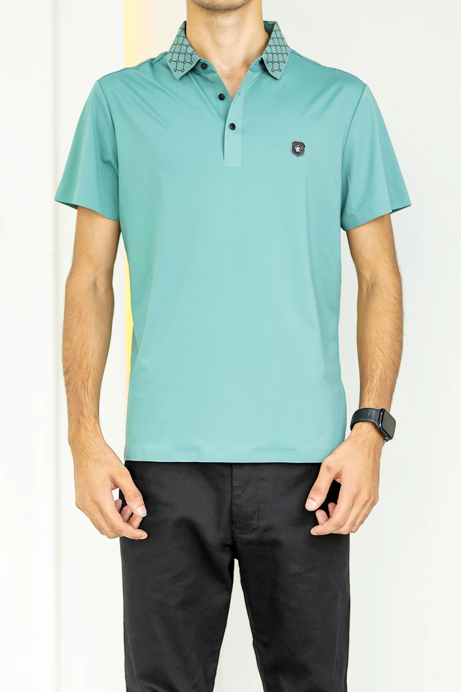 Turbo Diamond Motif Collar Stitchless Men's Polo Shirt - Image 5
