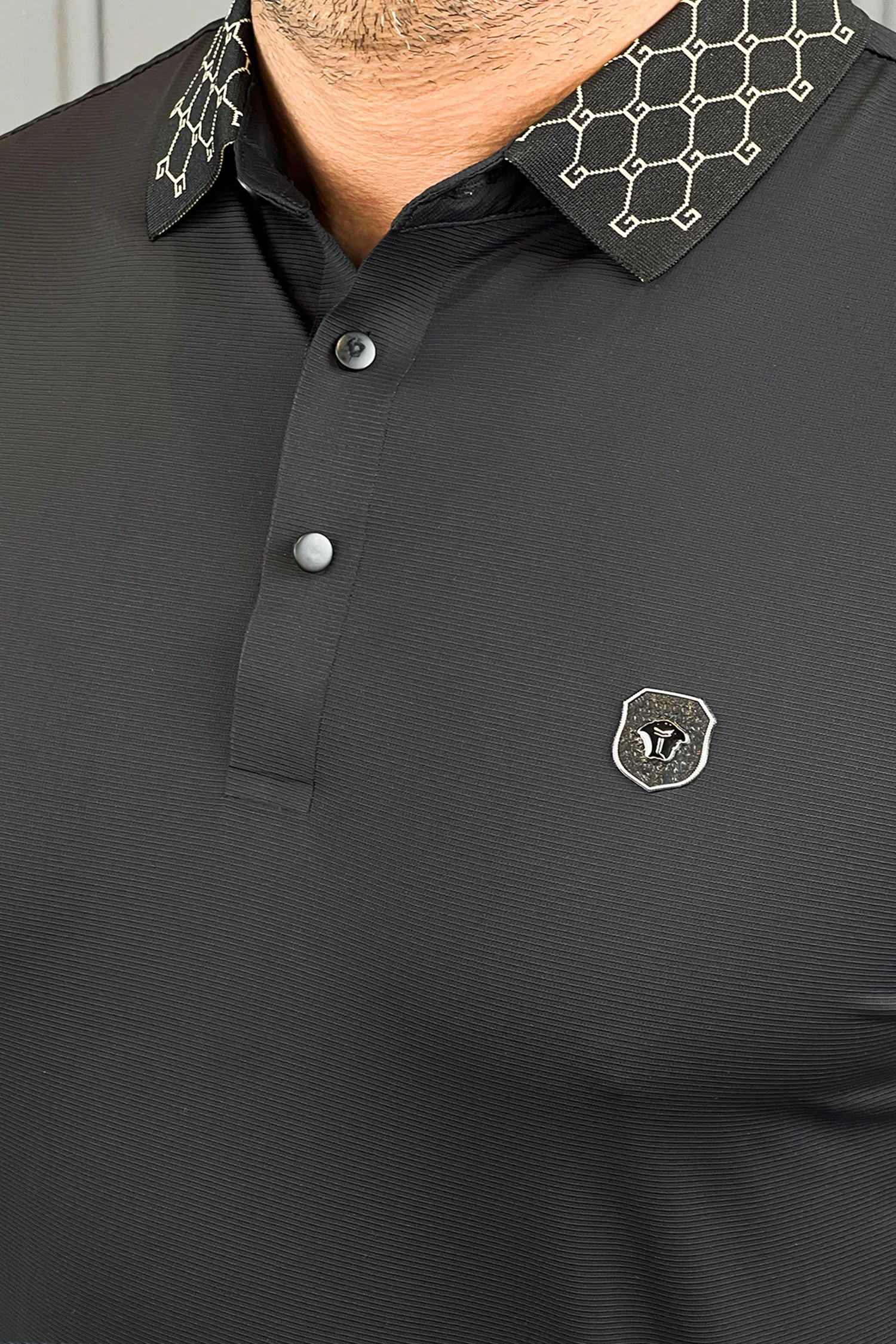 Turbo Diamond Motif Collar Stitchless Men's Polo Shirt - Image 14