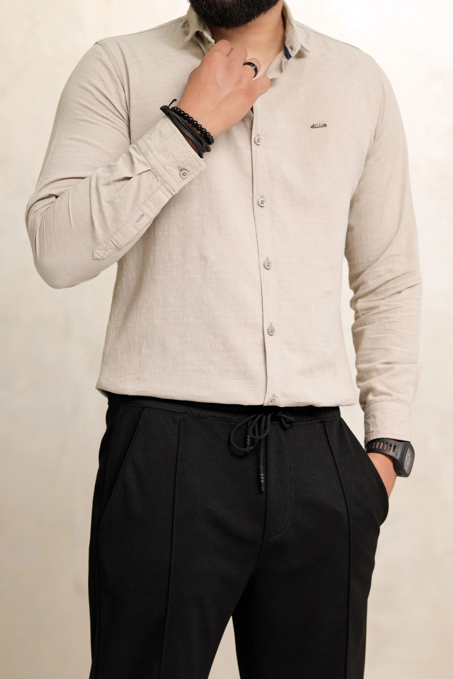 Turbo Dobby Textured Long Sleeve Cotton Casual Shirt - Image 2