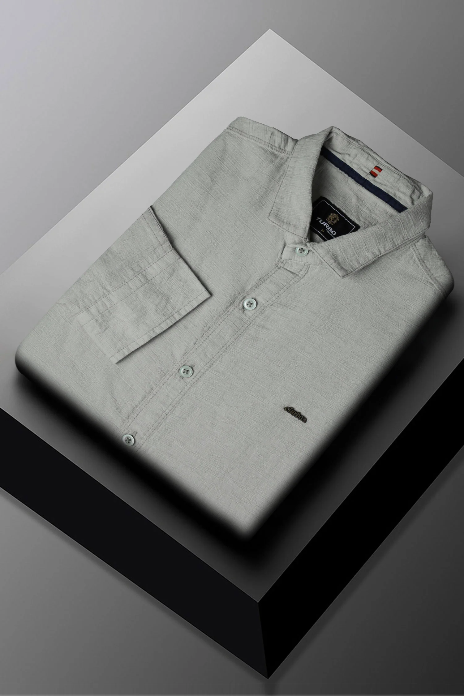 Turbo Dobby Textured Long Sleeve Cotton Casual Shirt - Image 5
