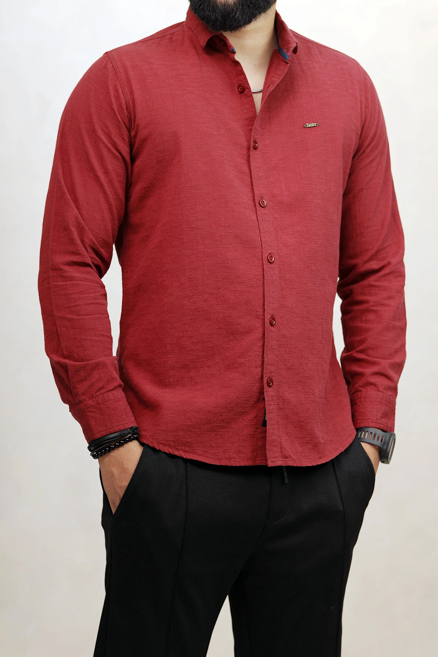 Turbo Dobby Textured Long Sleeve Cotton Casual Shirt - Image 14
