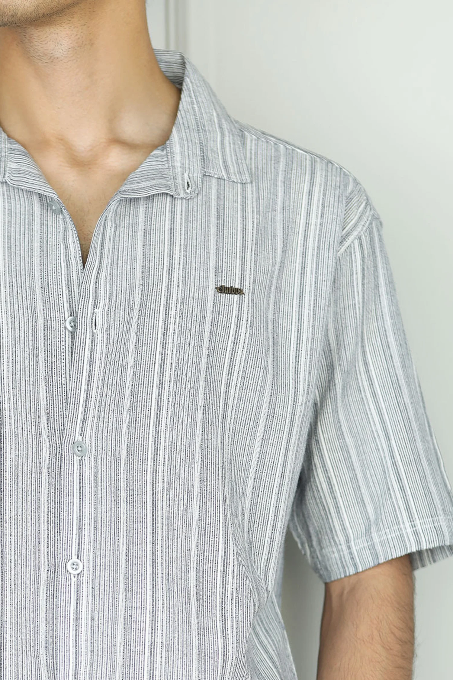 Turbo Down Box Collared Casual Shirt In Slate Grey