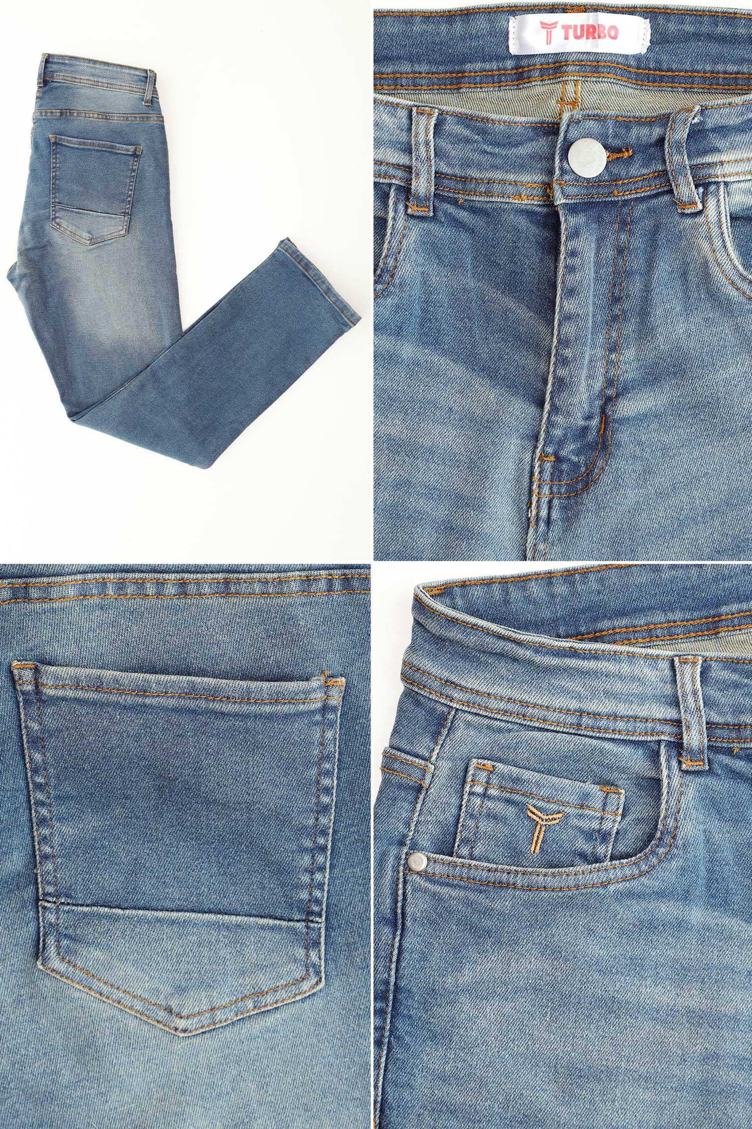 Turbo Dura-Flex Everyday Slim Fit Jeans In Mid Blue - Image 4