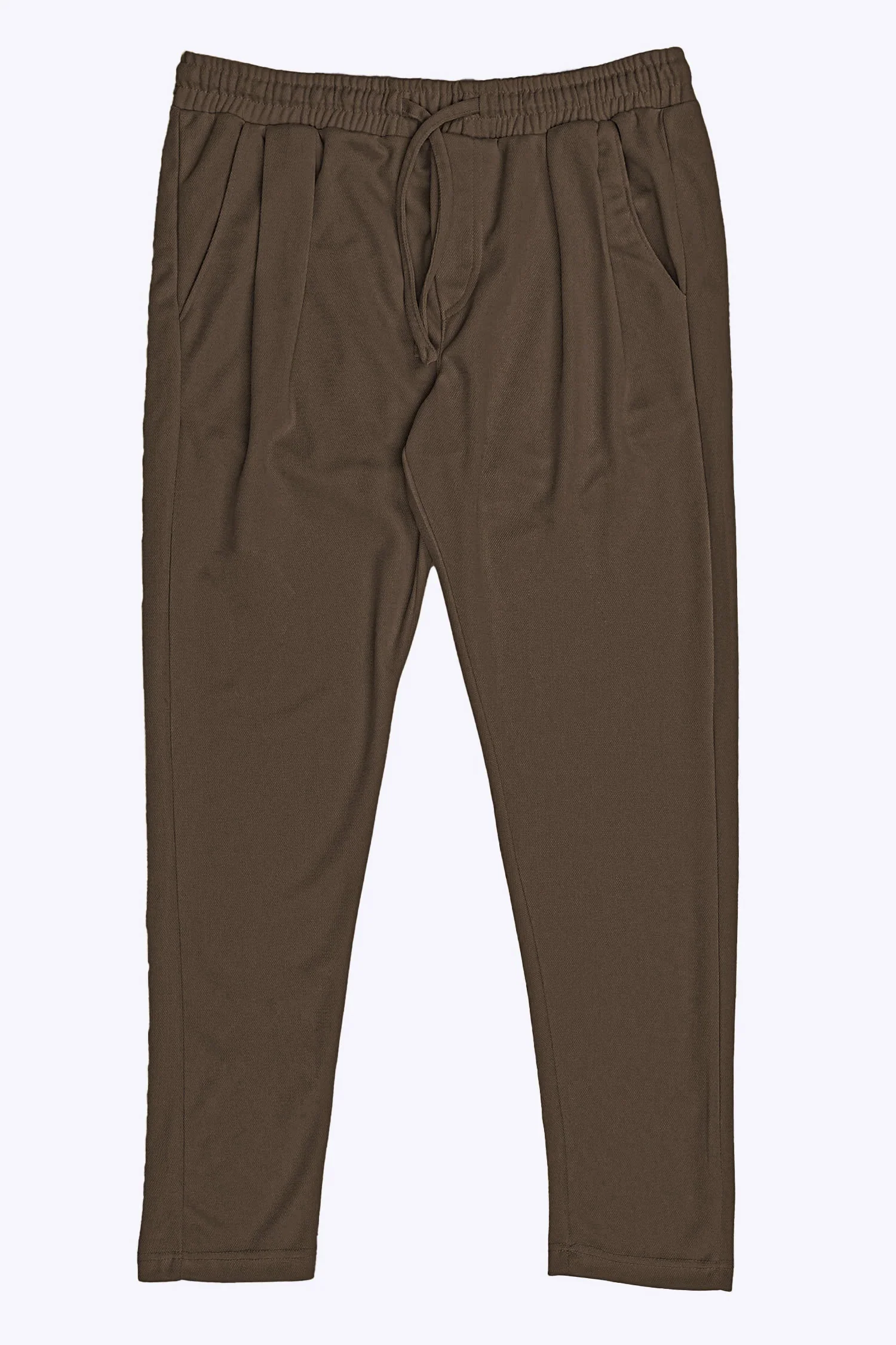 Turbo Elastic Classic Pleated Slimfit Trouser In Coffee Brown - Image 3