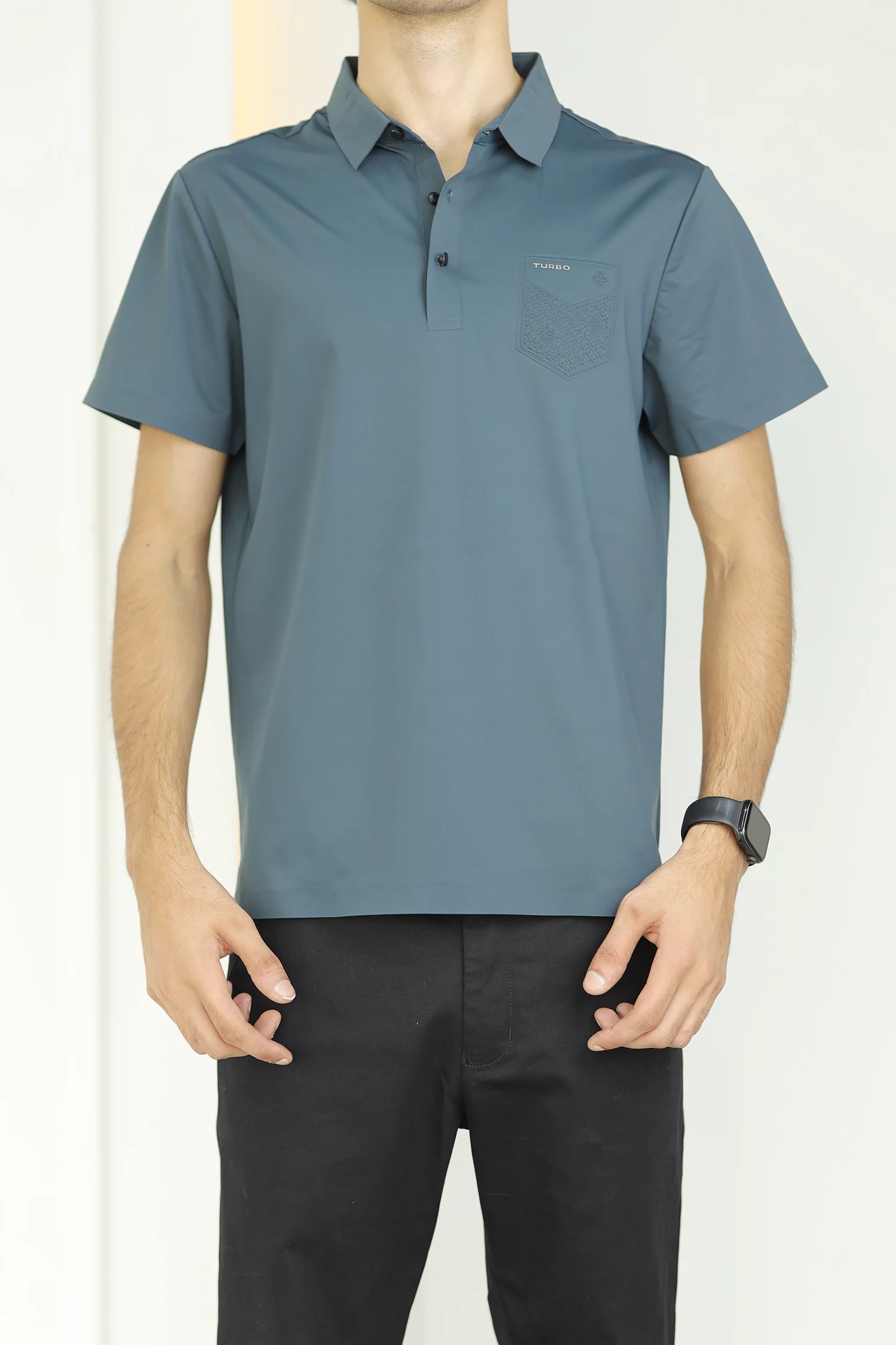 Turbo Embossed Pocket Motif Men's Polo Shirt - Image 12