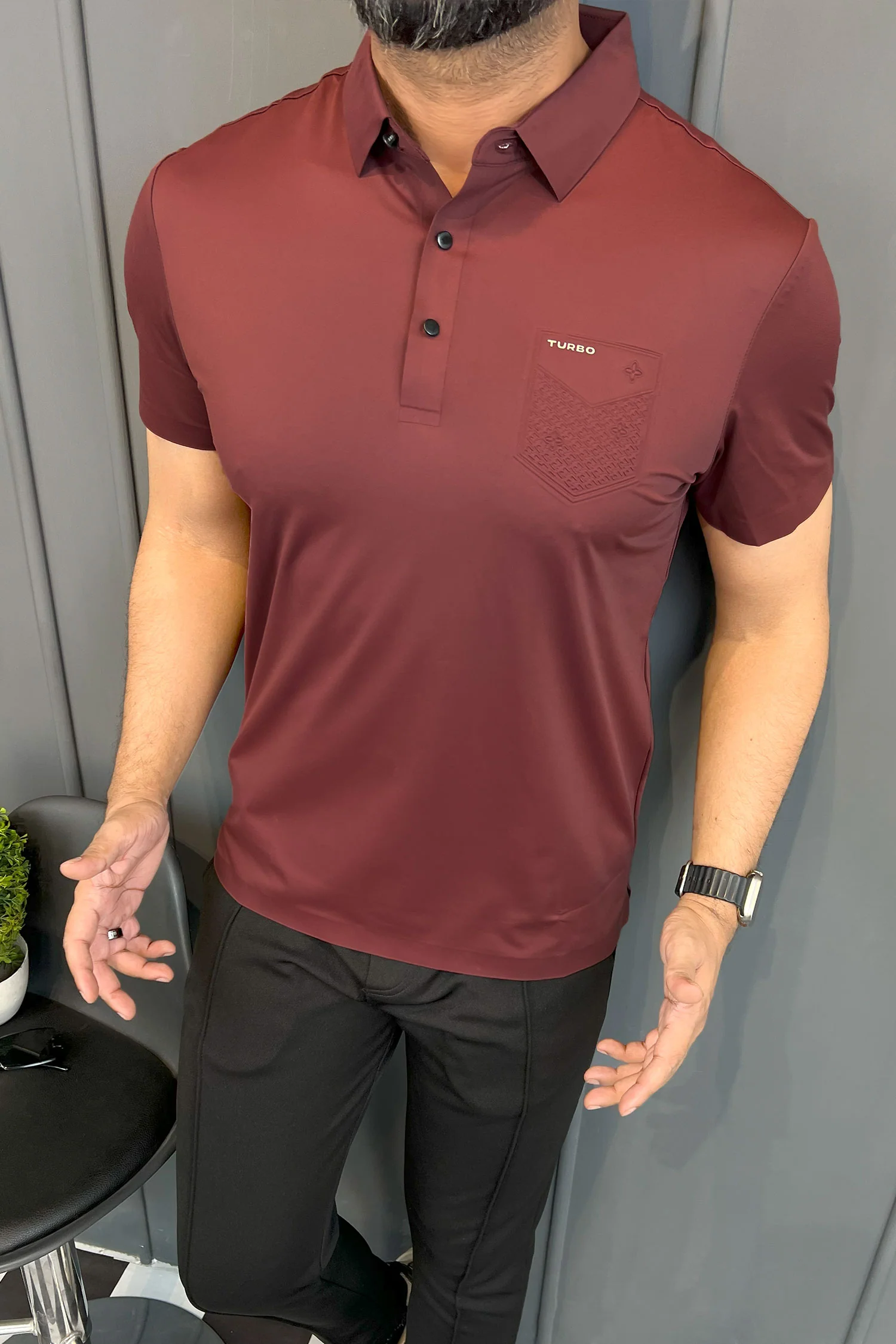 Turbo Embossed Pocket Motif Men's Polo Shirt
