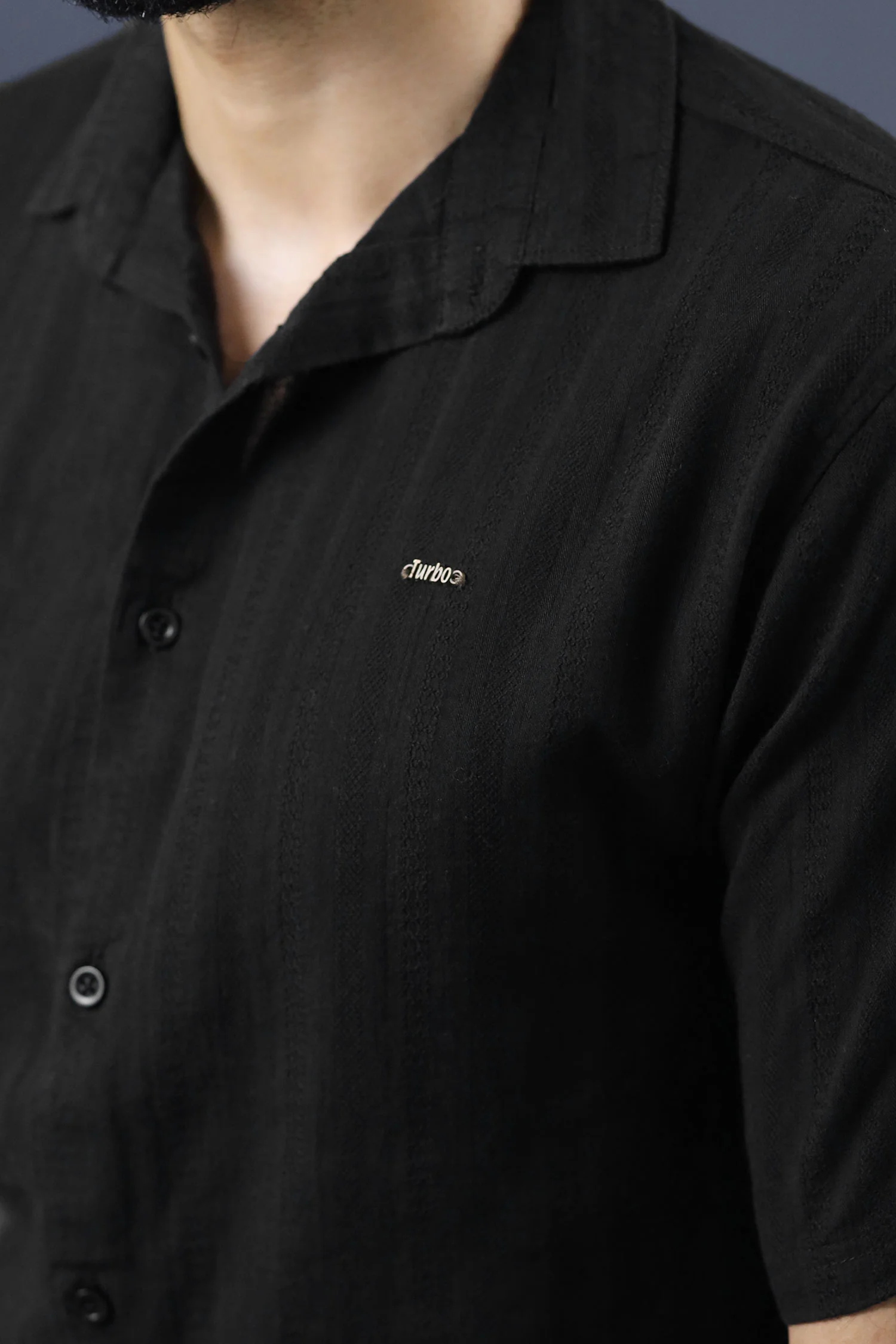 Turbo Endless Cool Embossed Casual Shirt In Black - Image 3