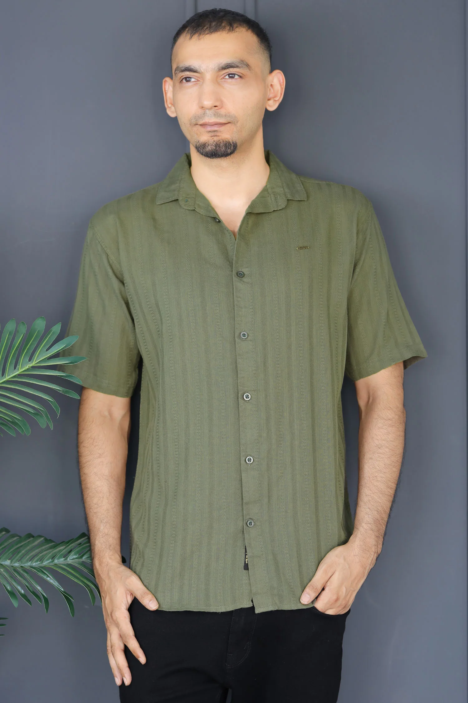 Turbo Endless Cool Embossed Casual Shirt In Green - Image 3