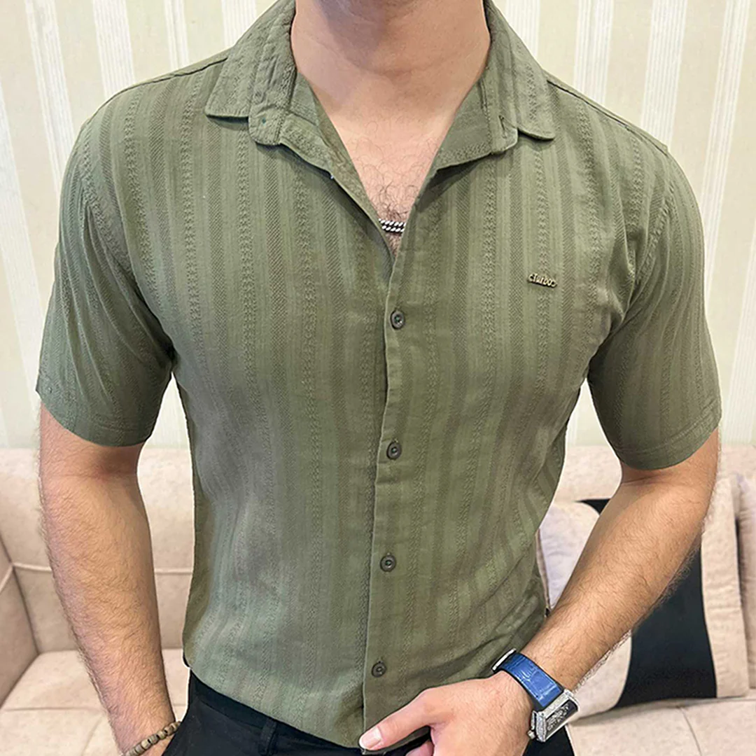 Turbo Endless Cool Embossed Casual Shirt In Green - Image 5