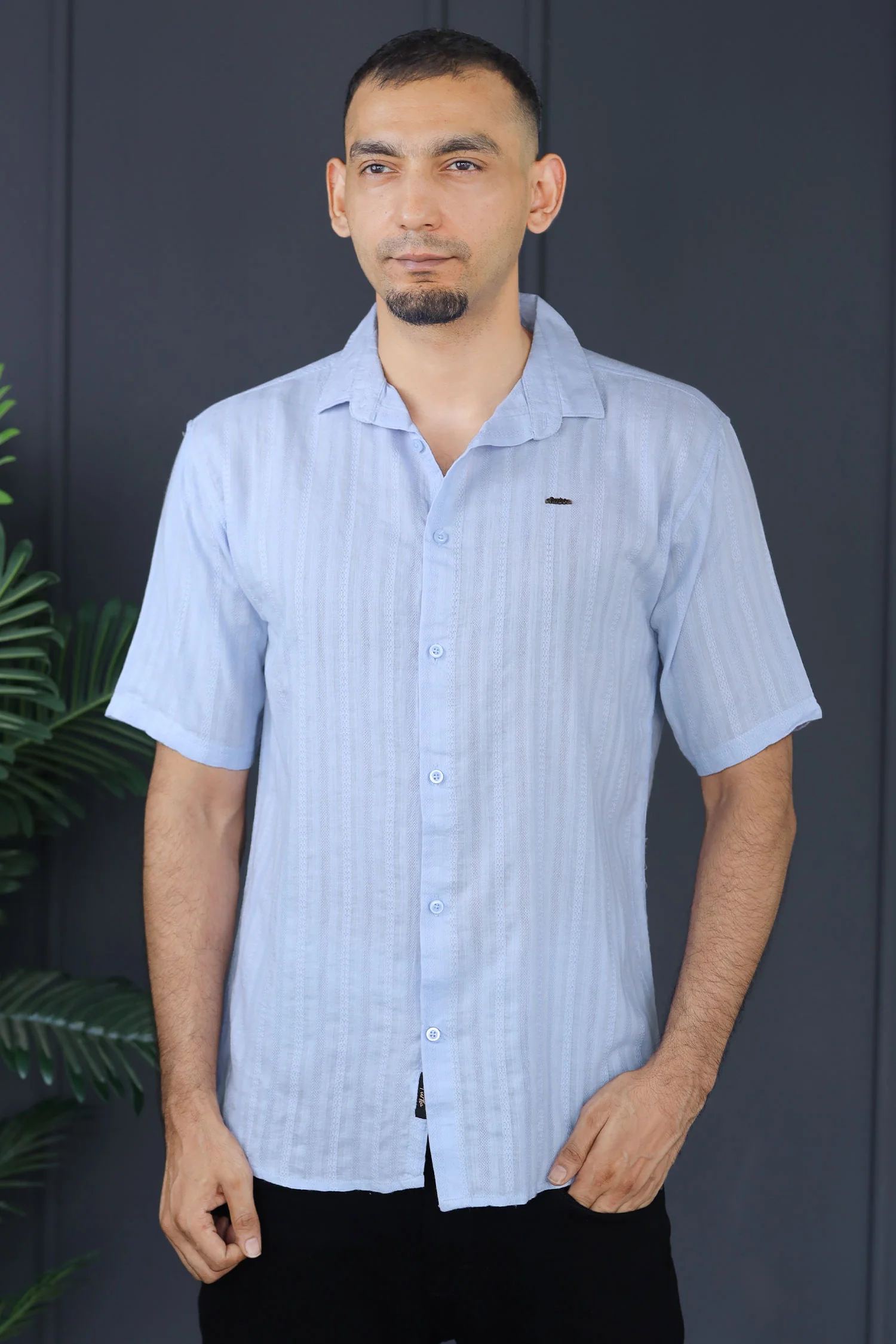 Turbo Endless Cool Embossed Casual Shirt In Light Blue - Image 3