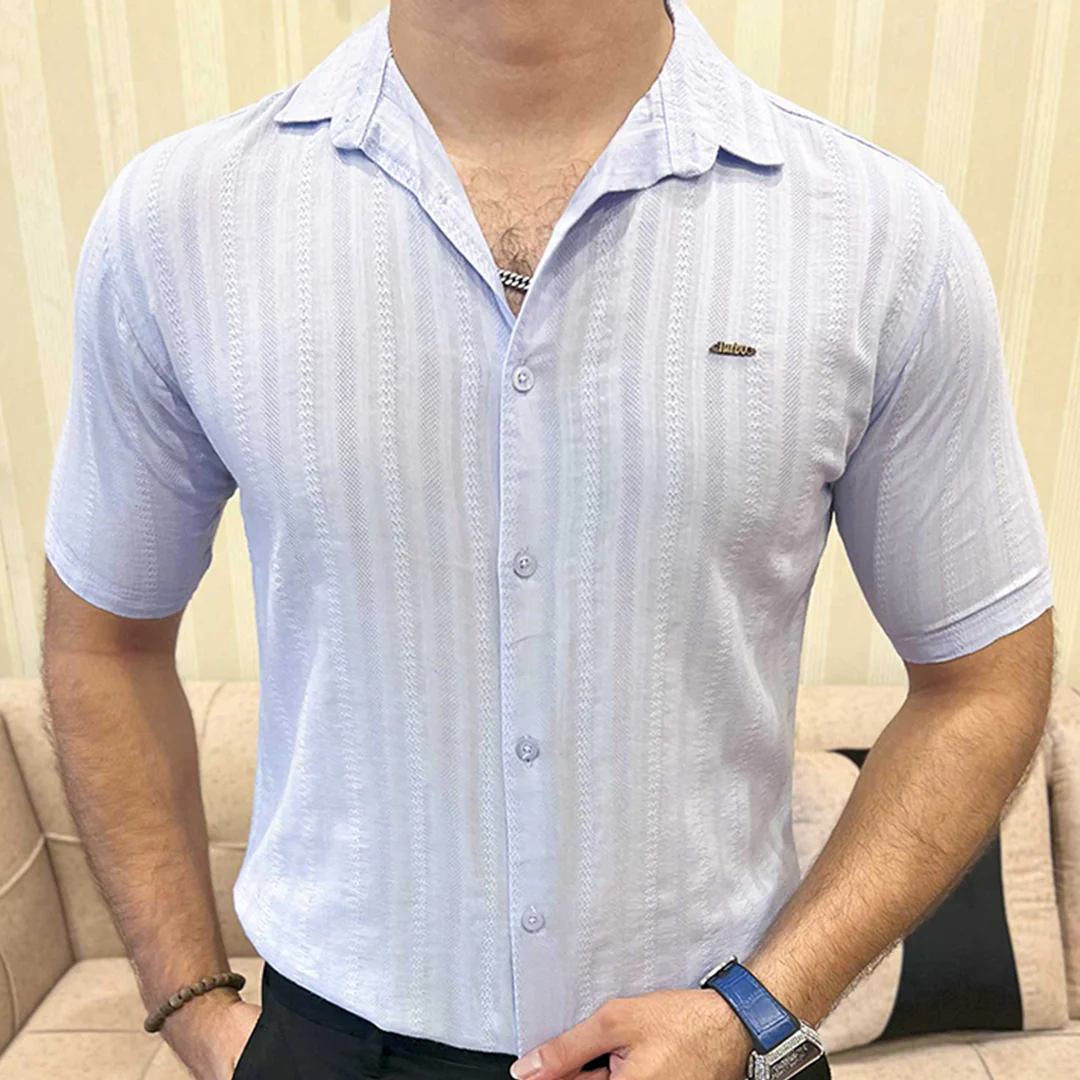 Turbo Endless Cool Embossed Casual Shirt In Light Blue - Image 5