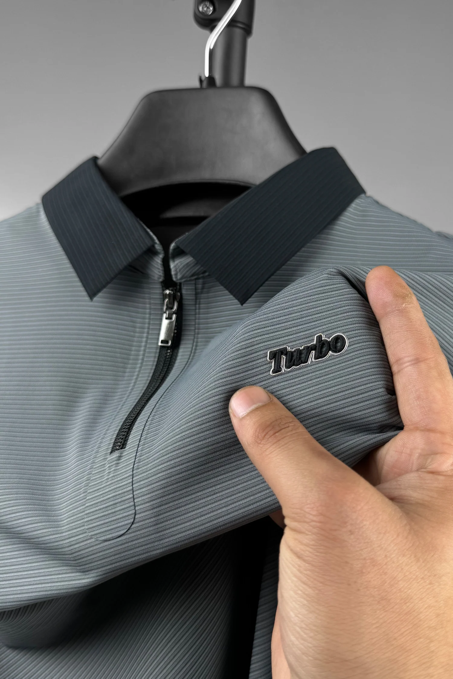 Turbo Fashion Transmission Zip Collar Men's Polo Shirt - Image 14