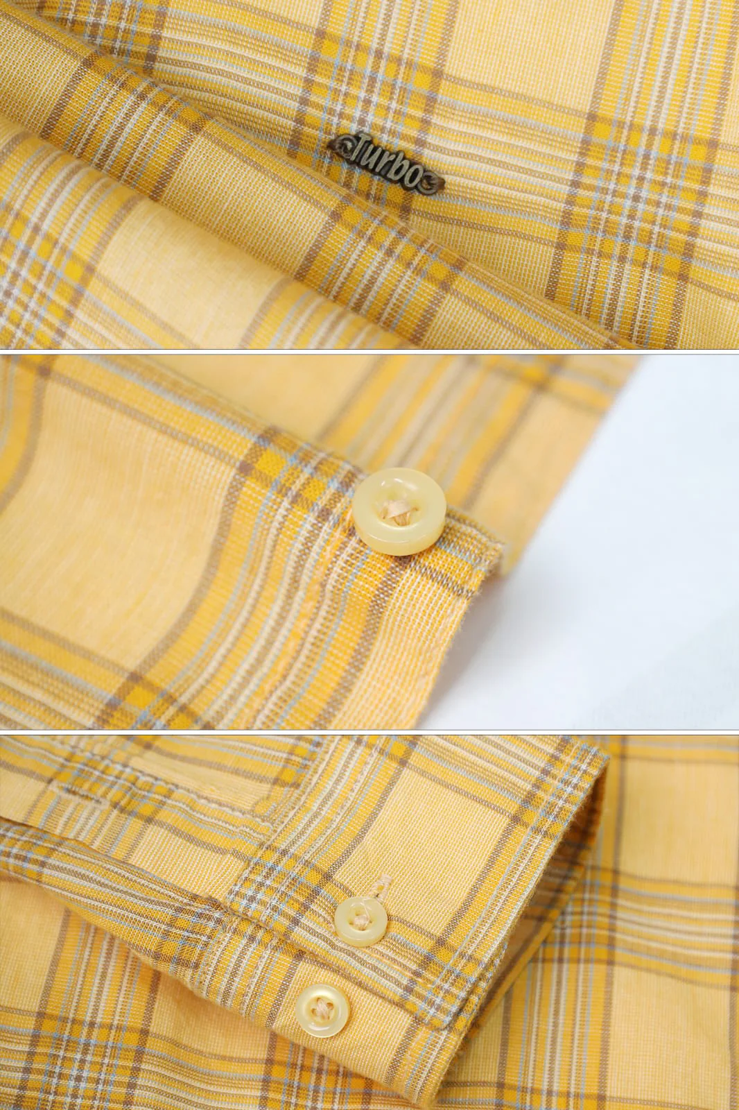 Turbo FearLess Checked Long Sleeve Cotton Casual Shirt In Light Yellow - Image 3