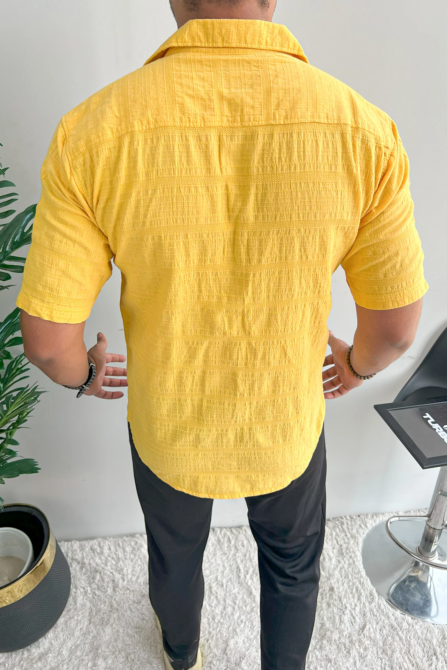 Turbo Knit Craft Crochet Casual Shirt In Yellow - Image 3