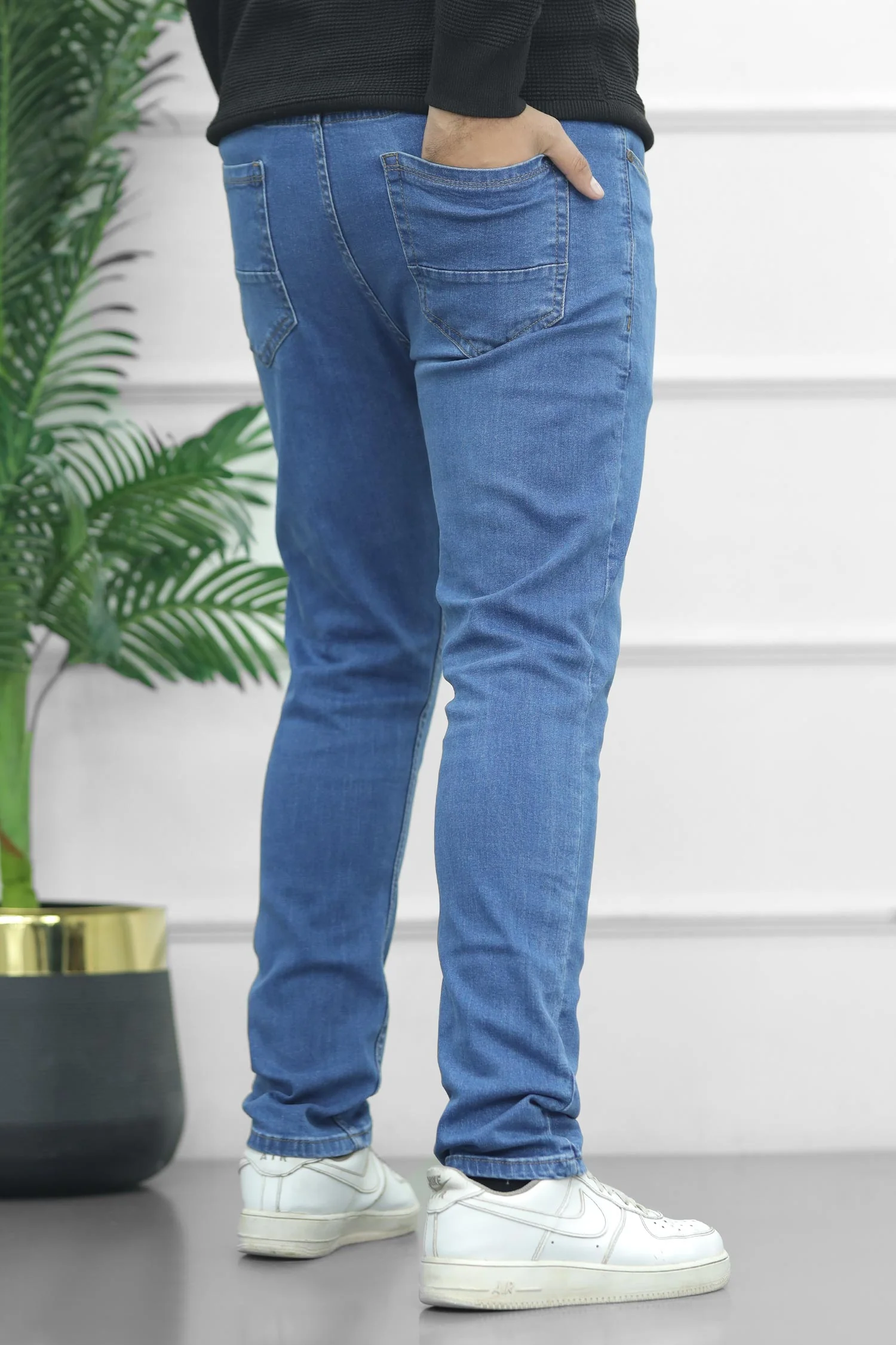 Turbo 'PrimeWear' Slim-Fit Jeans In Mid Blue - Image 3