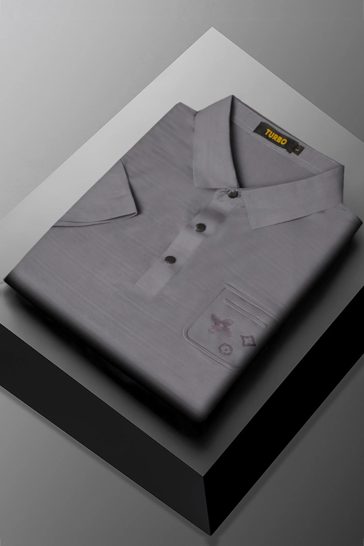 Turbo Midnight Self Lining Men's Polo Shirt In Grey - Image 2