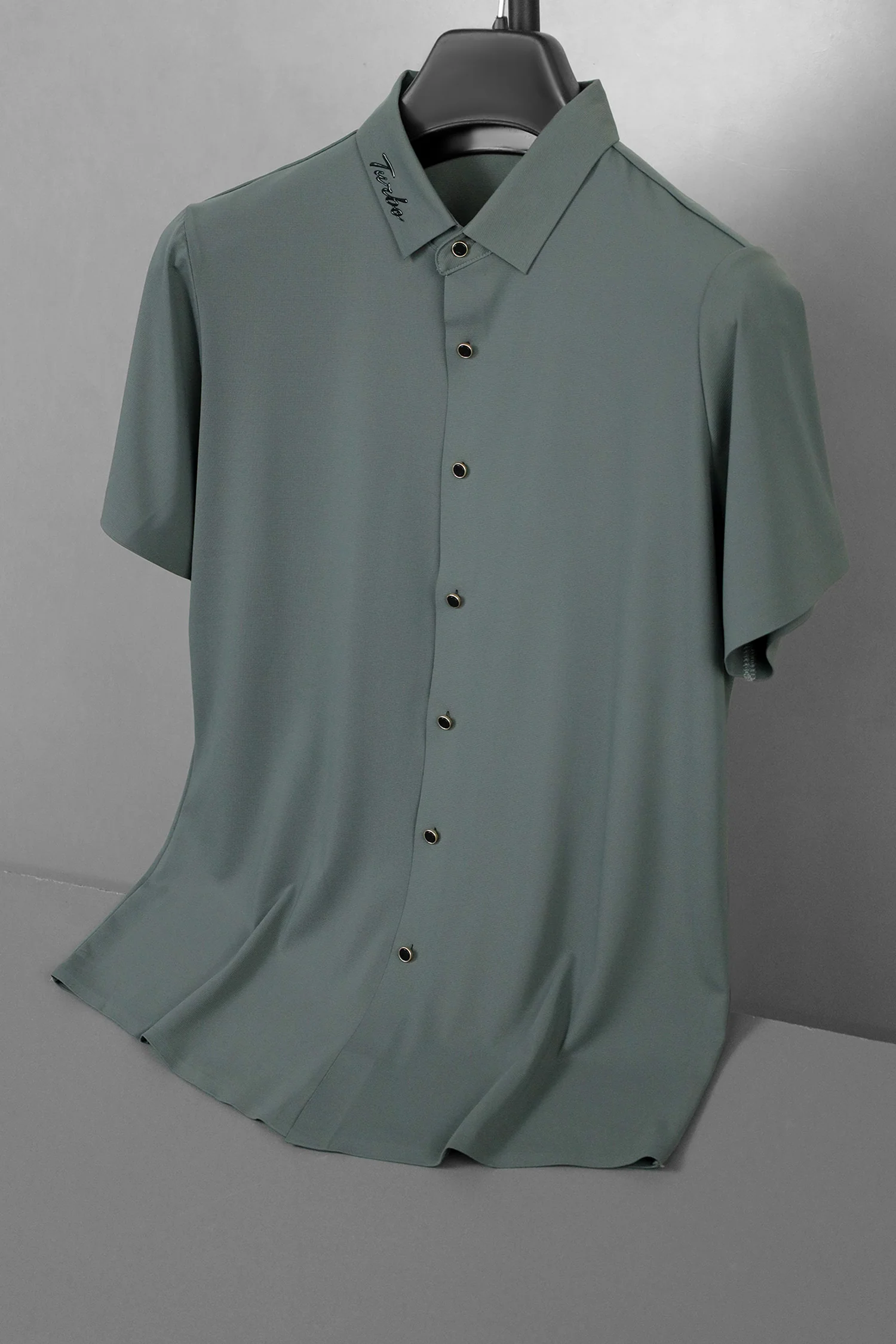 Turbo Modern Drape Casual Shirt In Dark Grey