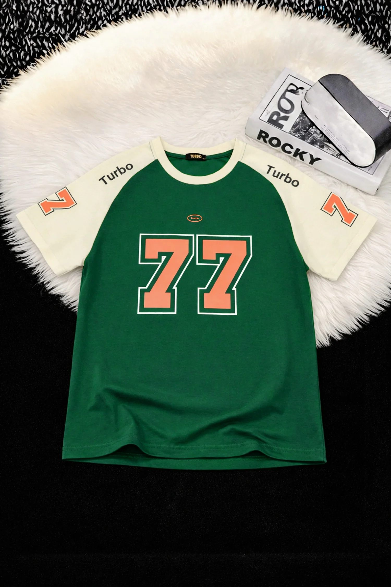 Turbo Numeric '77' Down Shoulder Men's Tee - Image 3